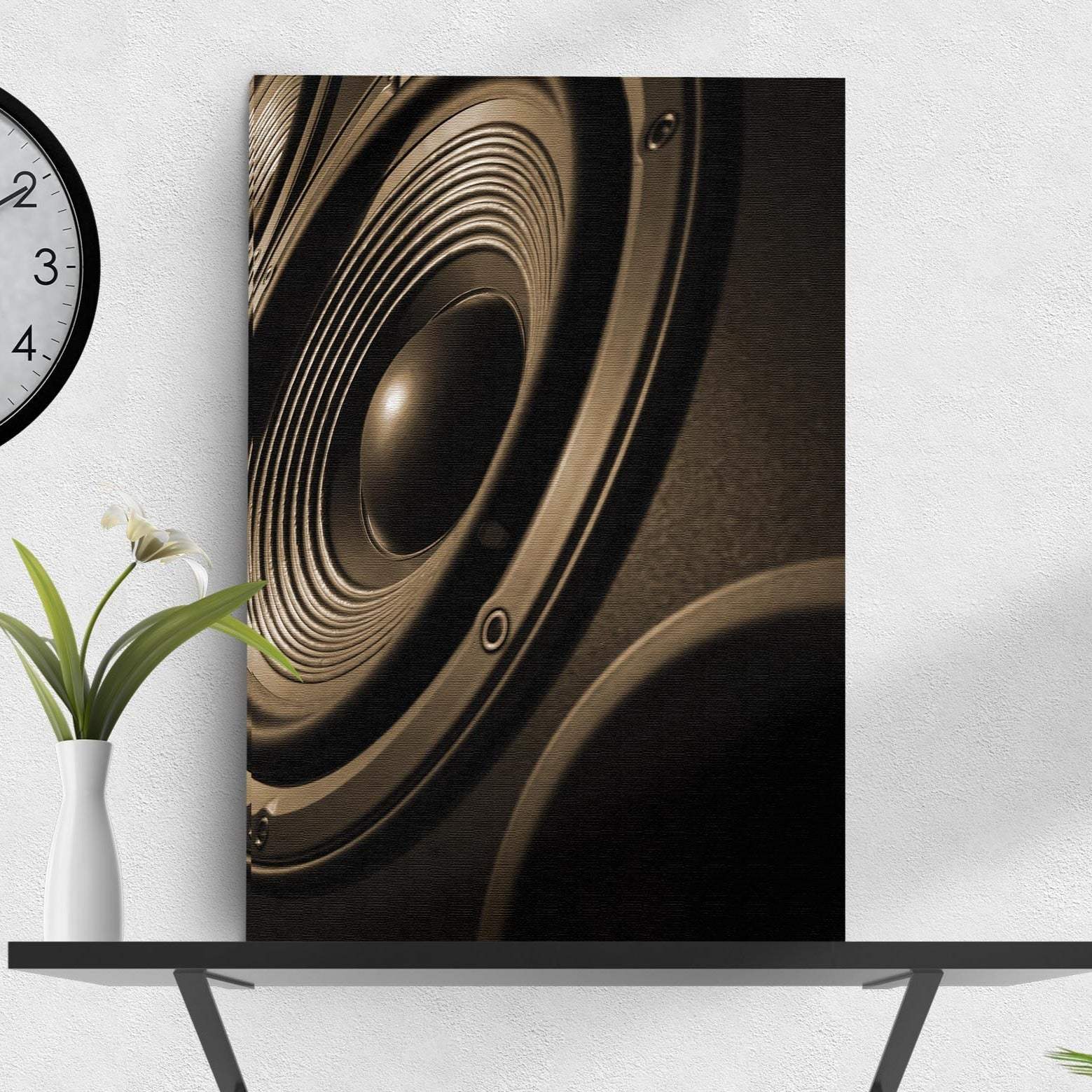 Music Equipment Speakers Sepia Canvas Wall Art - Image 3