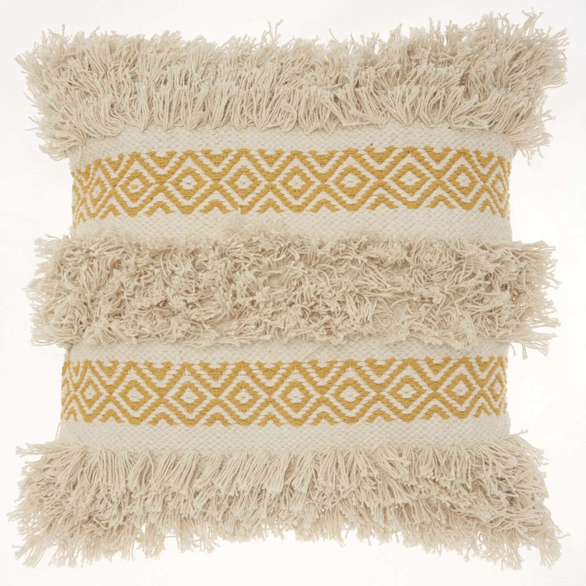 Mustard Diamond Patterned Throw Pillow - Image 3