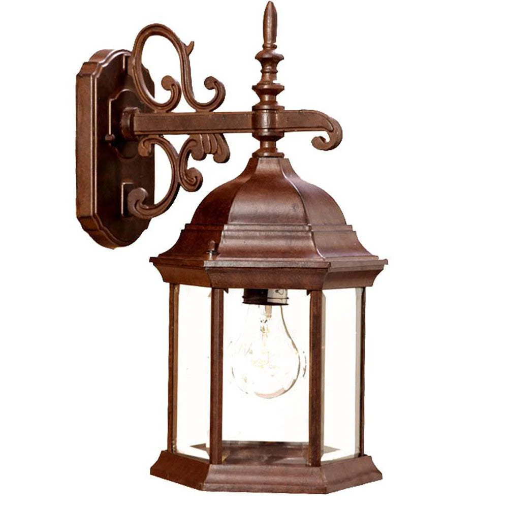 Narrow Brown Domed Hanging Glass Lantern Wall Light - Image 3