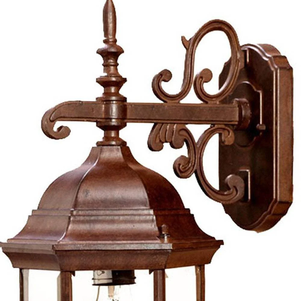 Narrow Brown Domed Hanging Glass Lantern Wall Light - Image 4