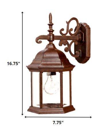 Narrow Brown Domed Hanging Glass Lantern Wall Light - Image 6