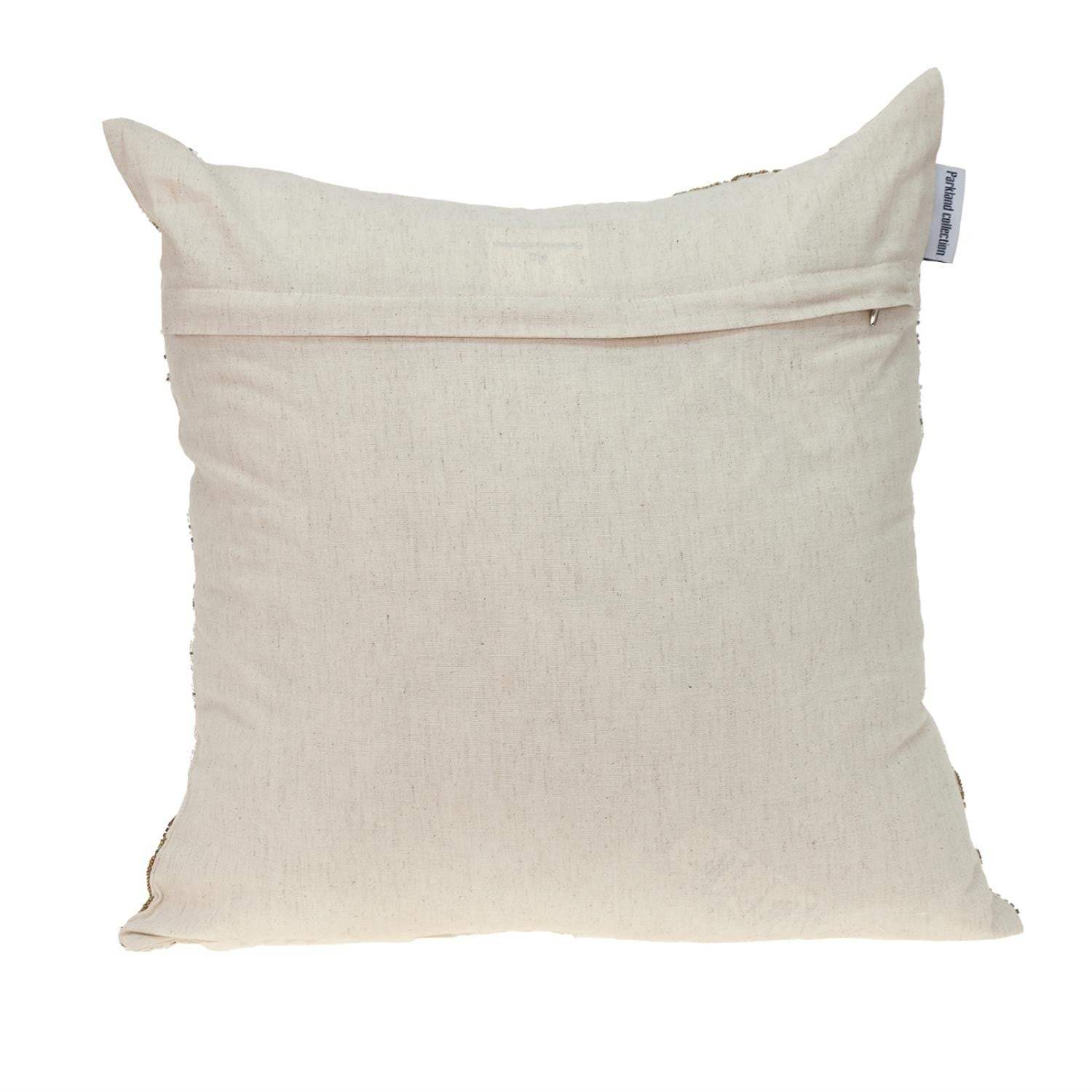 Natural and Golden Metallic Beaded Decorative Throw Pillow - Image 4