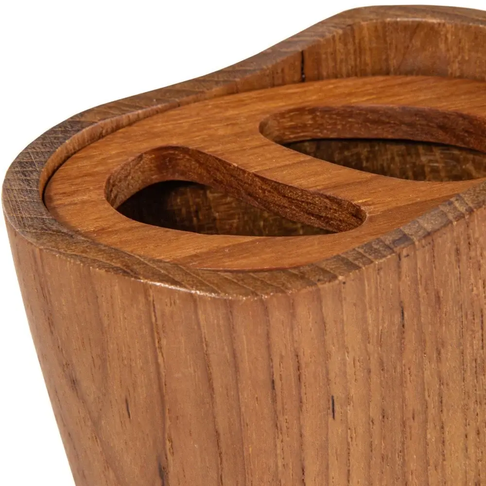 Natural Brown Solid Teak Oval Toothbrush Holder - Image 5