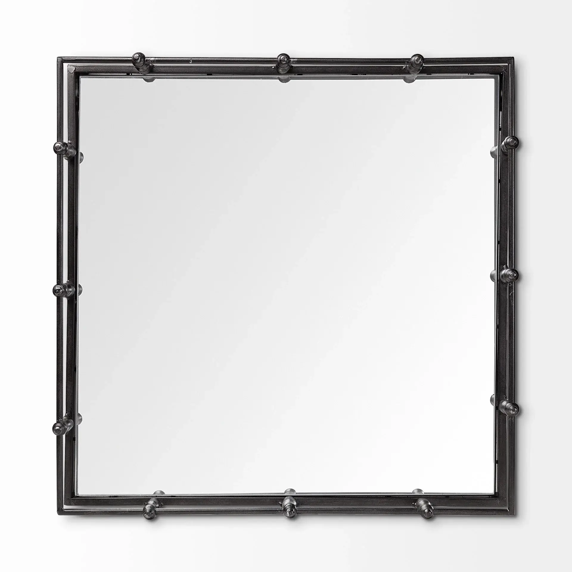 Natural Finish Metal With Mirrored Glass Bottom And Railing Handle Tray - Image 4