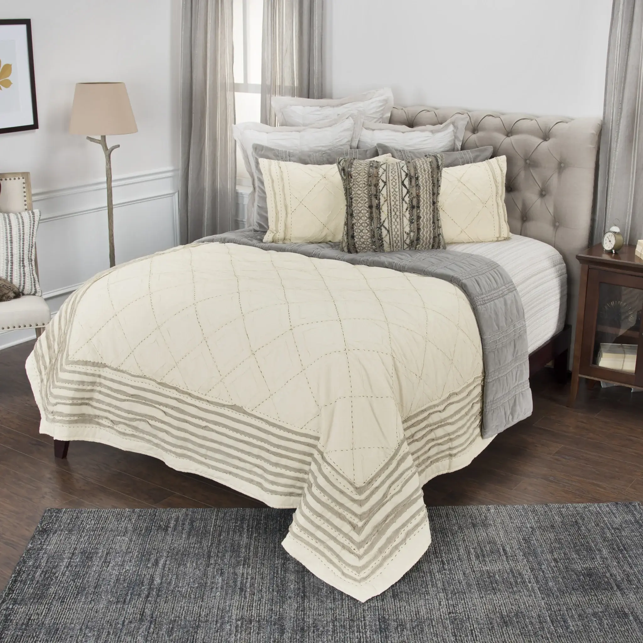 Natural Queen 100% Cotton 300 Thread Count Machine Washable Down Alternative Comforter - Image 7