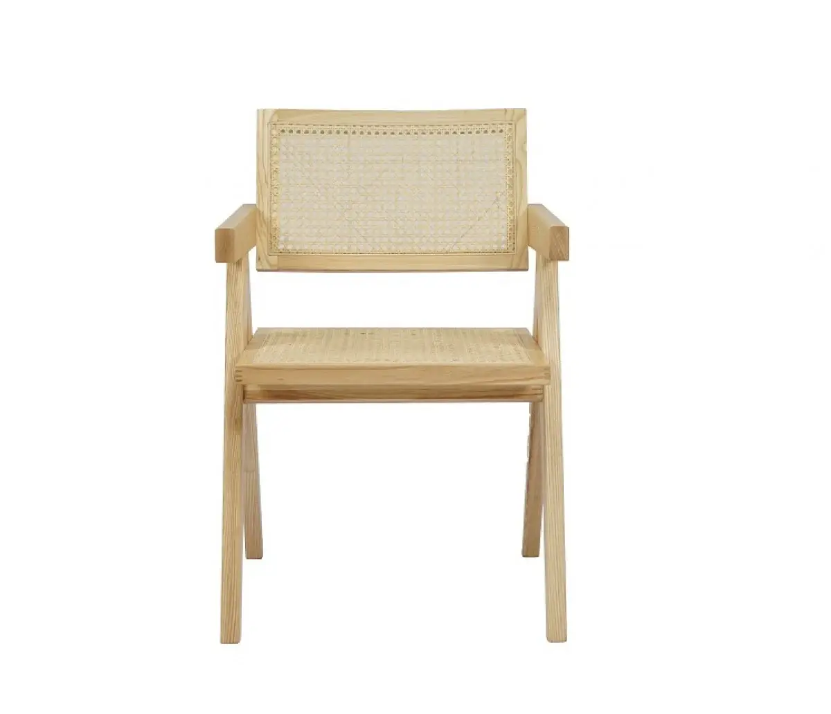 Natural Wood Open Back Dining Arm Chair - Image 2