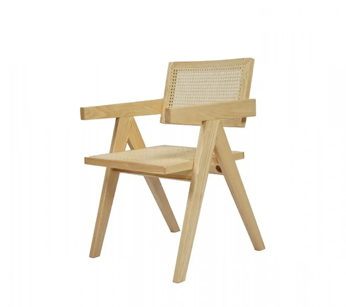 Natural Wood Open Back Dining Arm Chair - Image 3