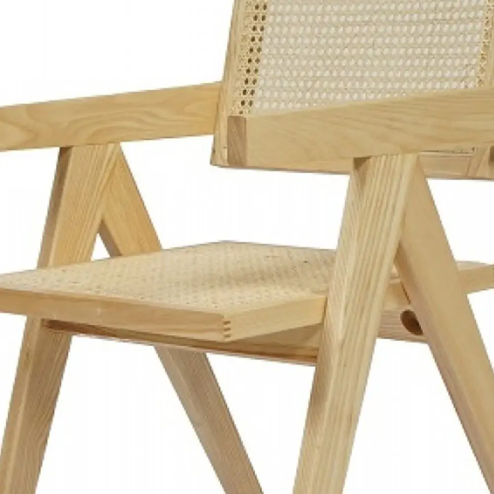 Natural Wood Open Back Dining Arm Chair - Image 4
