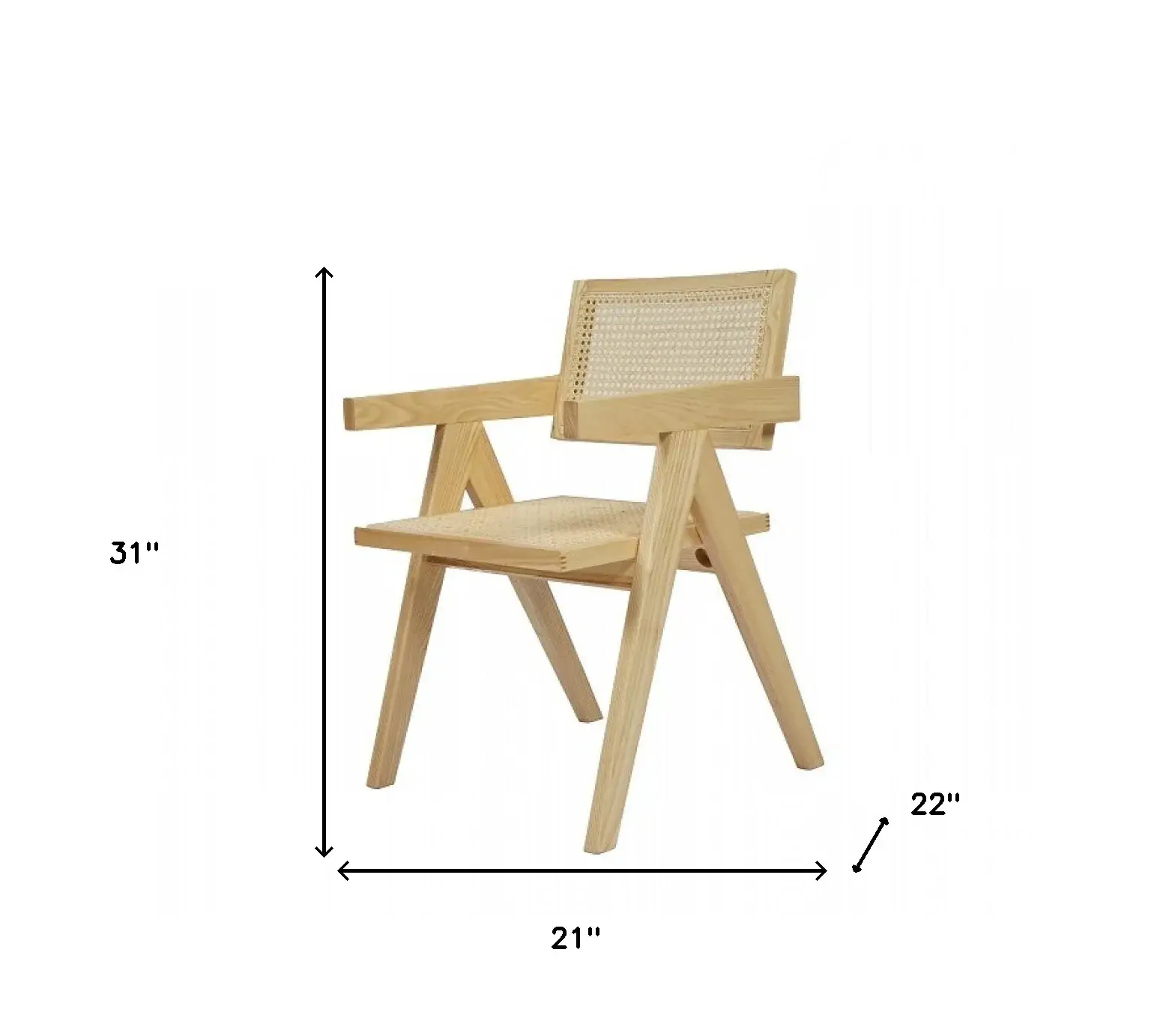 Natural Wood Open Back Dining Arm Chair - Image 5