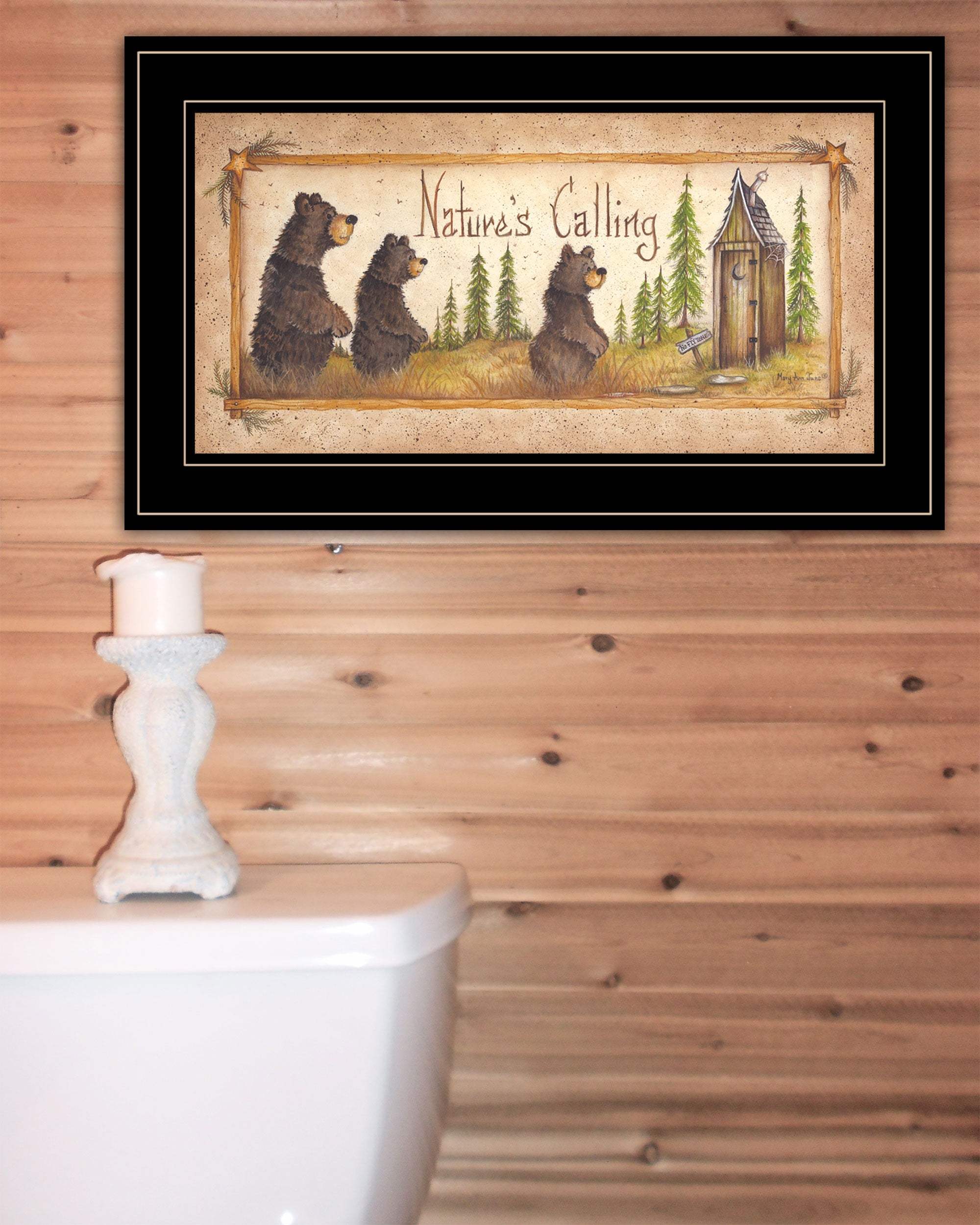 Natures Calling 3 Black Framed Print Bathroom Wall Art - Image 4