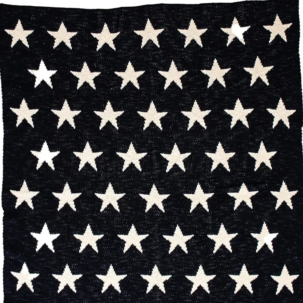 Navy Blue And White Stars Knitted Baby Blanket - Image 6