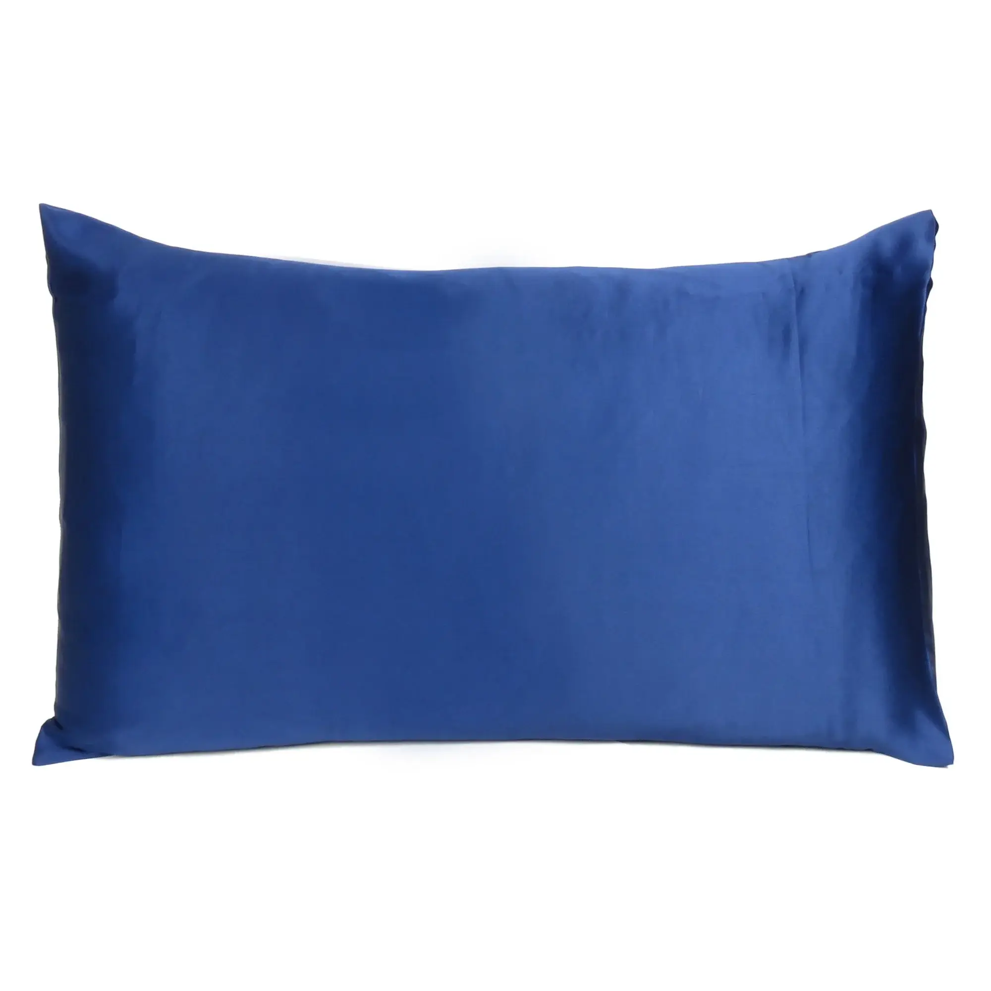 Navy Blue Dreamy Set Of 2 Silky Satin Queen Pillowcases - Image 2