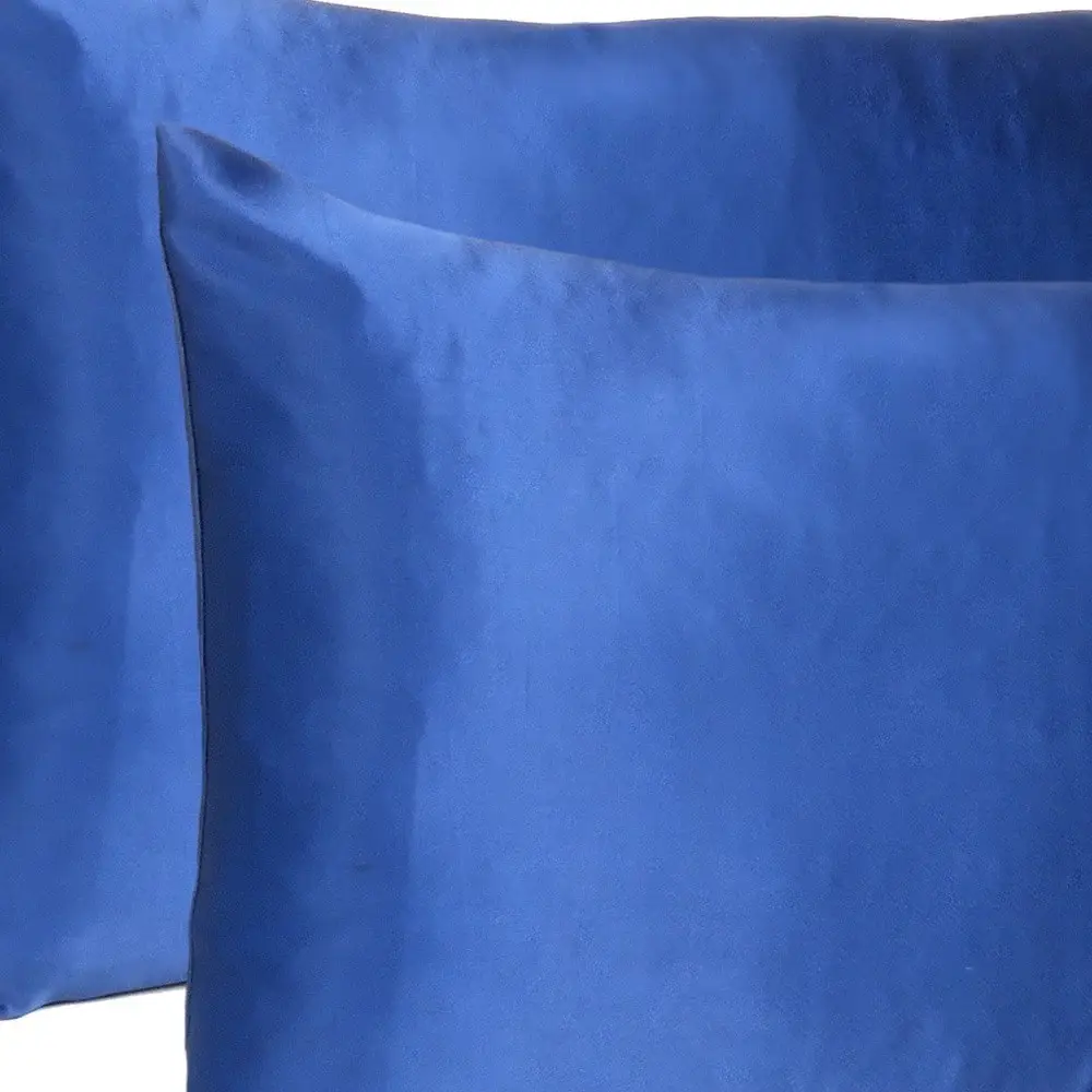 Navy Blue Dreamy Set Of 2 Silky Satin Queen Pillowcases - Image 6