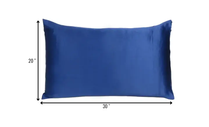 Navy Blue Dreamy Set Of 2 Silky Satin Queen Pillowcases - Image 8