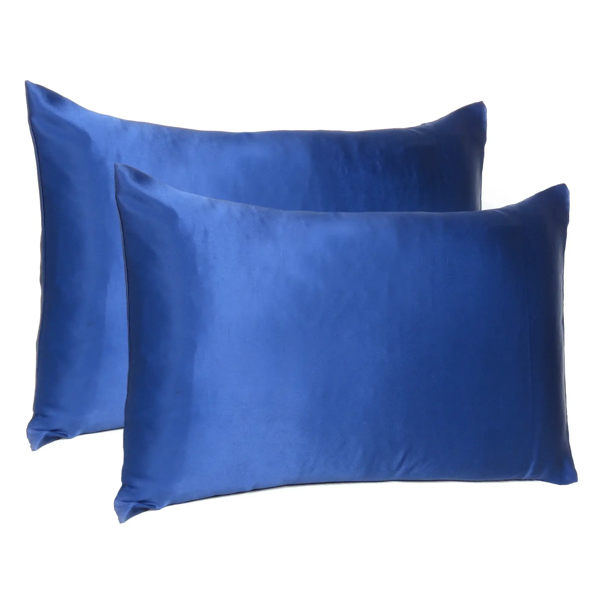 Navy Blue Dreamy Set Of 2 Silky Satin Standard Pillowcases - Image 4