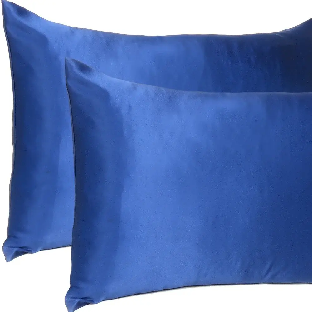 Navy Blue Dreamy Set Of 2 Silky Satin Standard Pillowcases - Image 6