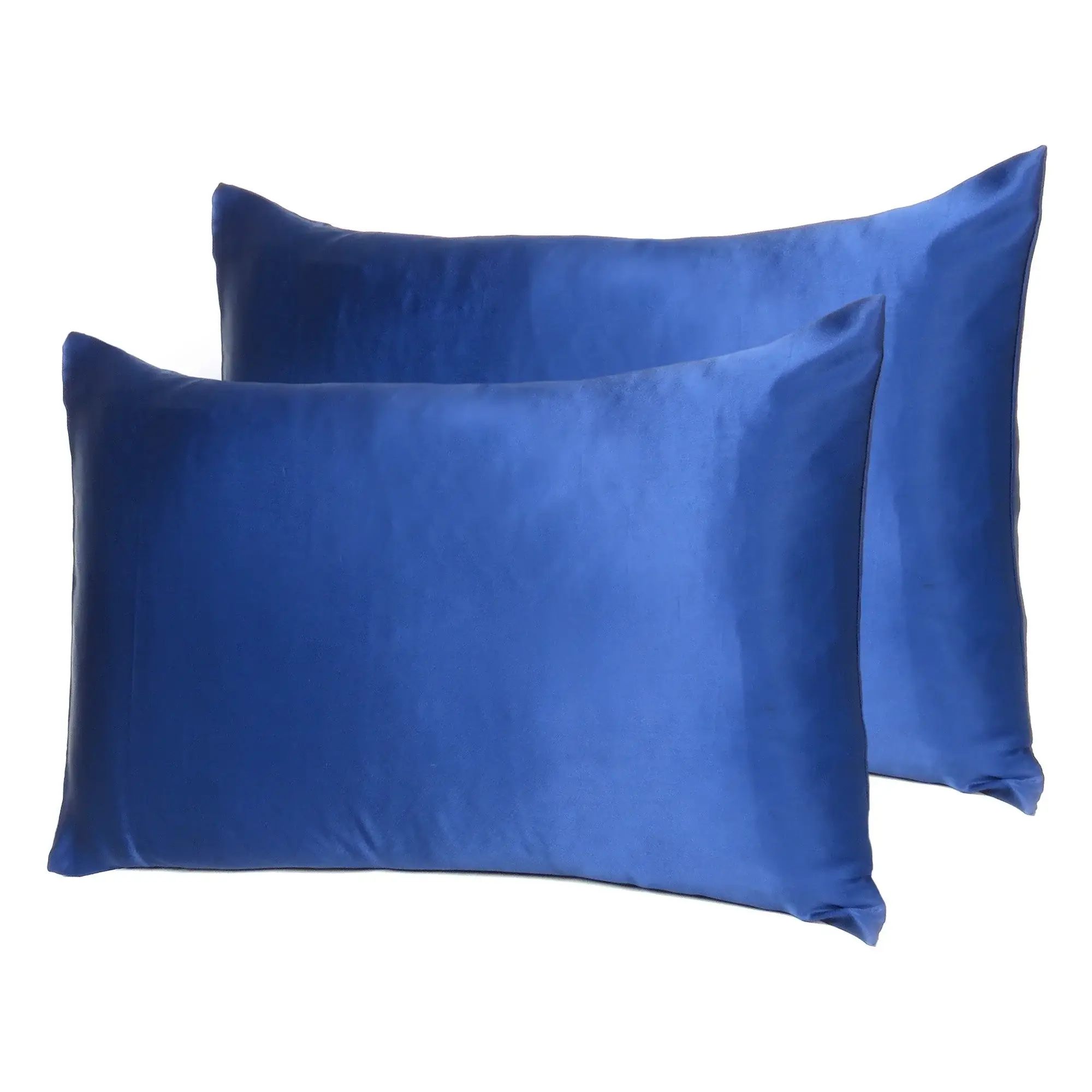 Navy Blue Dreamy Set Of 2 Silky Satin Standard Pillowcases - Image 7