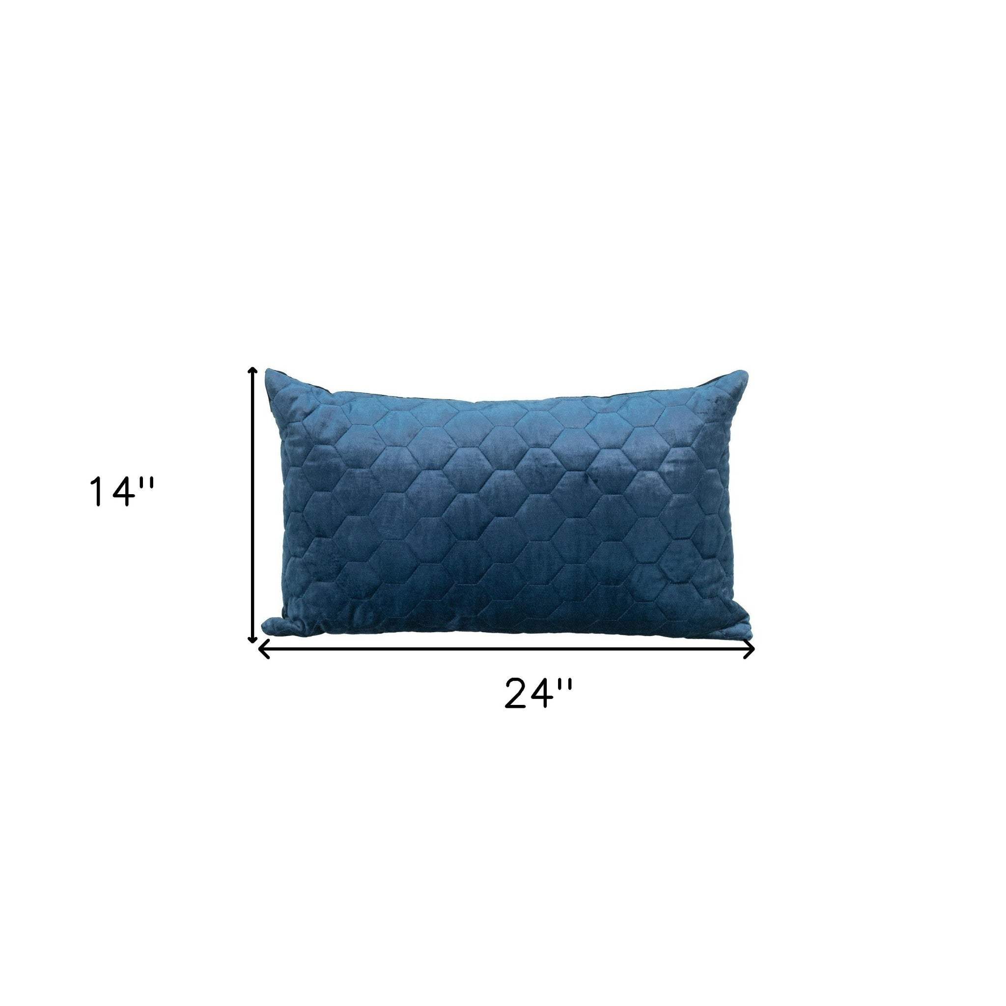 Navy Blue Tufted Velvet Quilted Lumbar Throw Pillow - Image 8