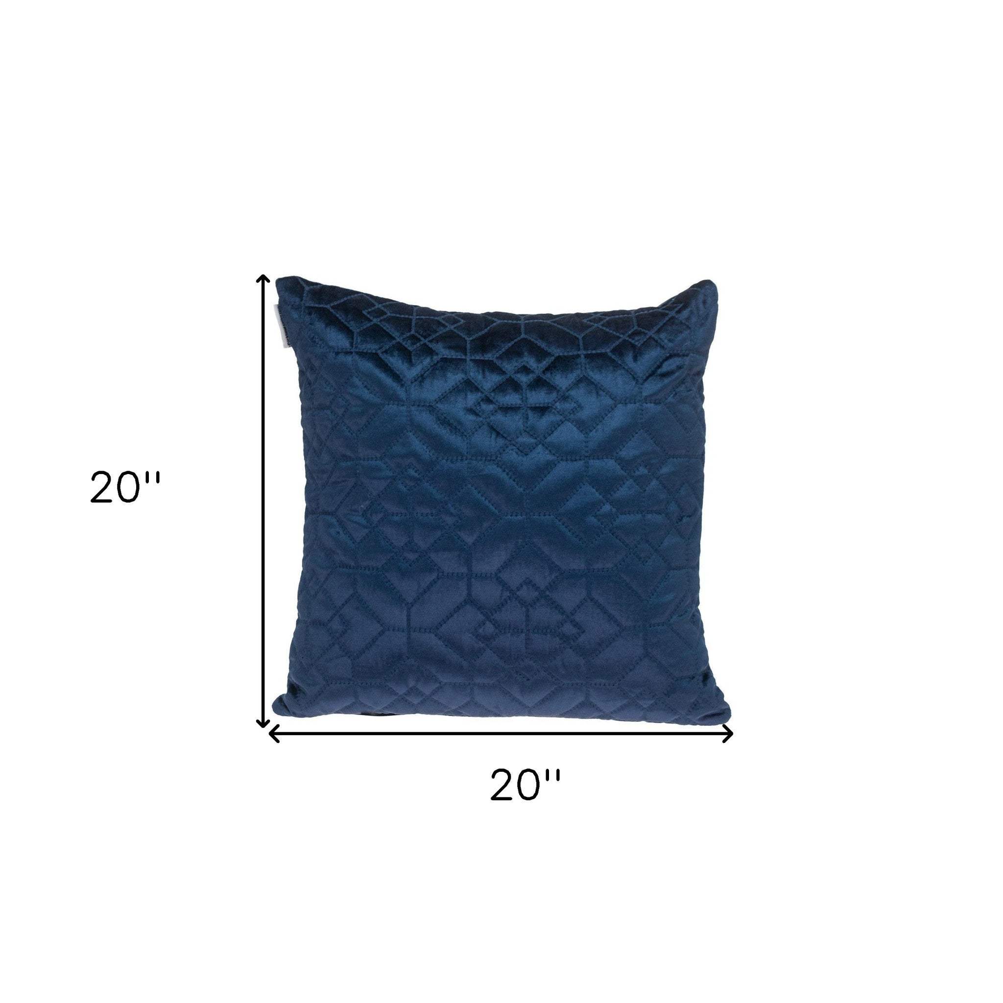 Navy Quilted Velvet Geo Decorative Throw Pillow - Image 3