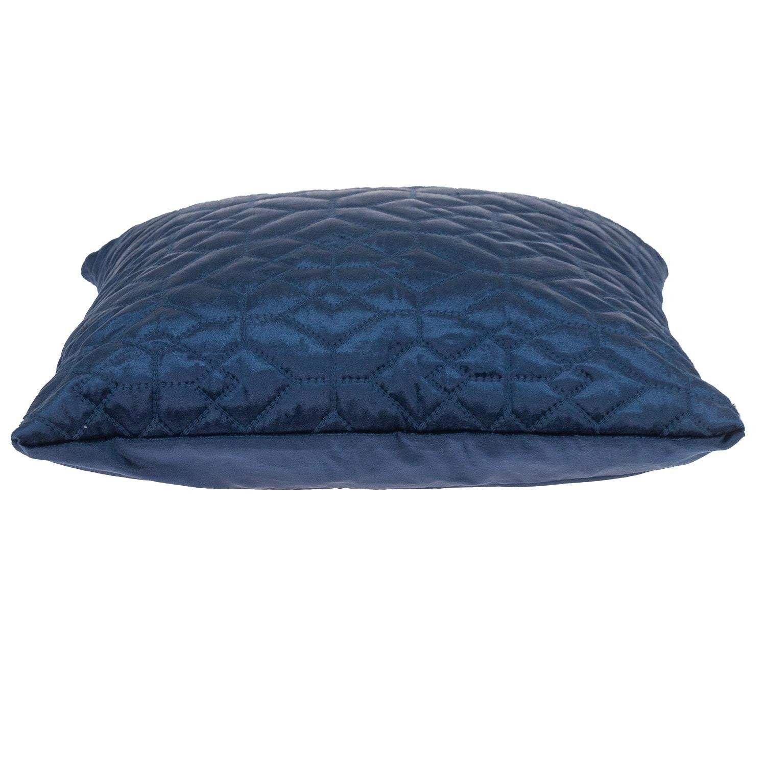 Navy Quilted Velvet Geo Decorative Throw Pillow - Image 5