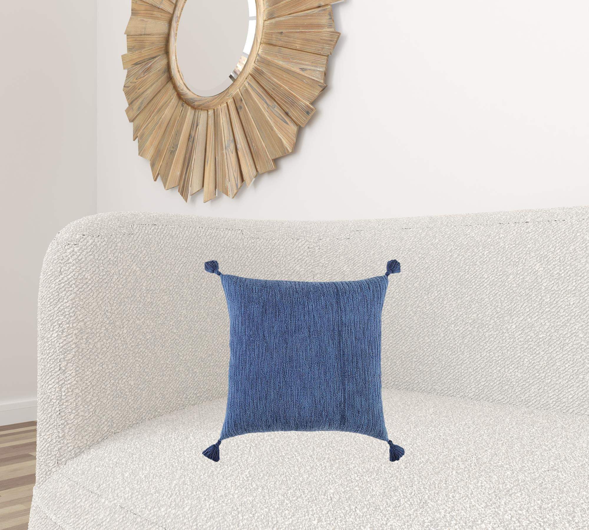Navy Solid Tonal Abstract Stripe Throw Pillow - Image 2
