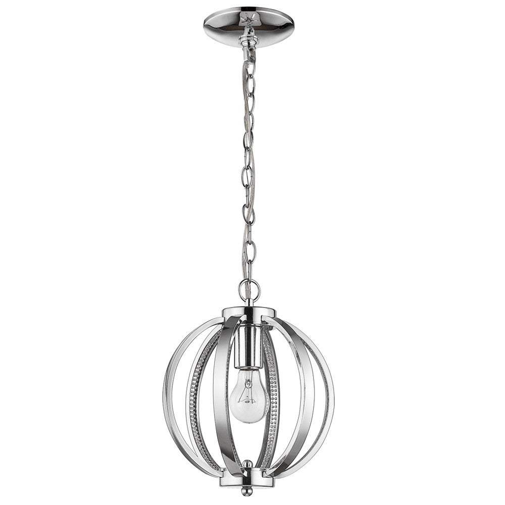 Nevaeh 1-Light Chrome Globe Pendant With Crystal Accents - Image 4