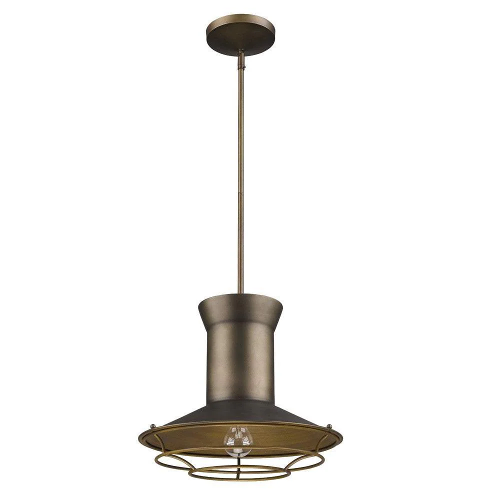 Newport 1-Light Tin Coated Pendant With Raw Brass Interior Shade And Louver - Image 3