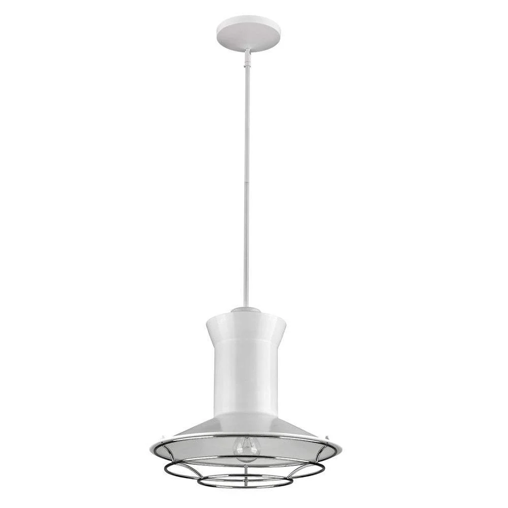 Newport 1-Light White Pendant With Polished Nickel Louver - Image 3