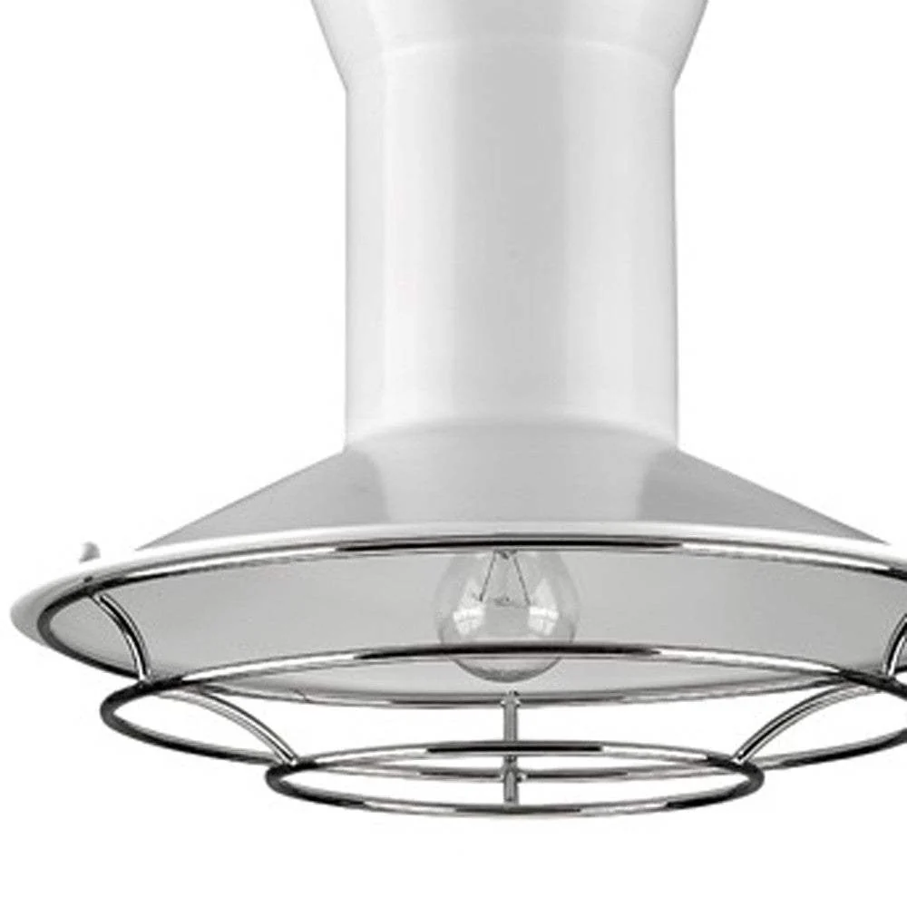 Newport 1-Light White Pendant With Polished Nickel Louver - Image 4