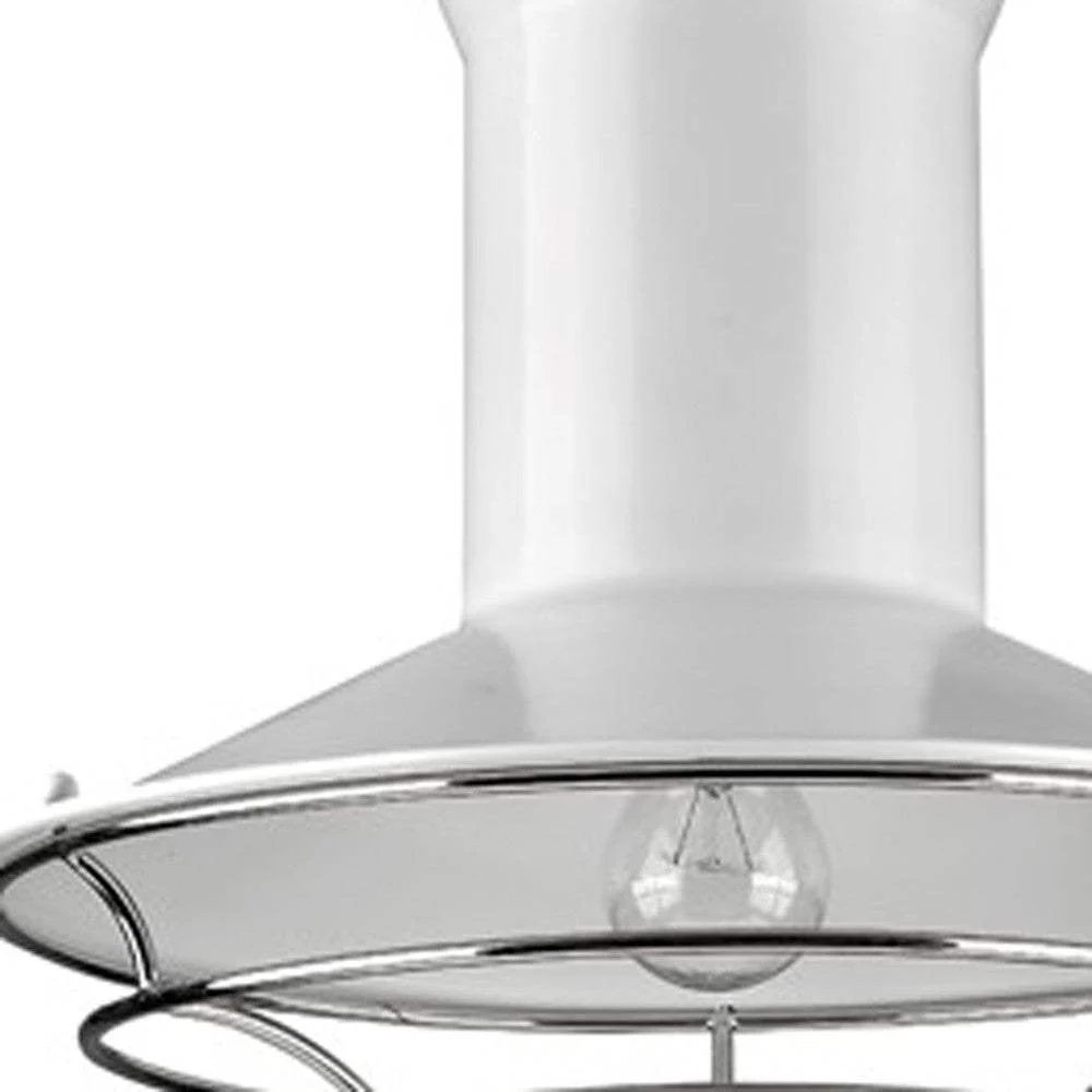 Newport 1-Light White Pendant With Polished Nickel Louver - Image 5