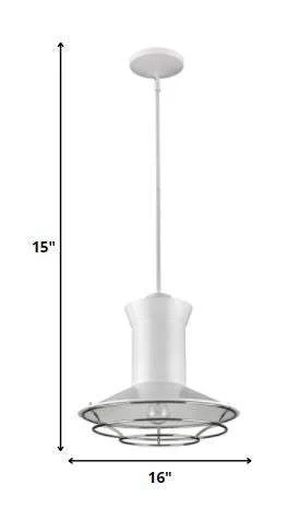 Newport 1-Light White Pendant With Polished Nickel Louver - Image 6