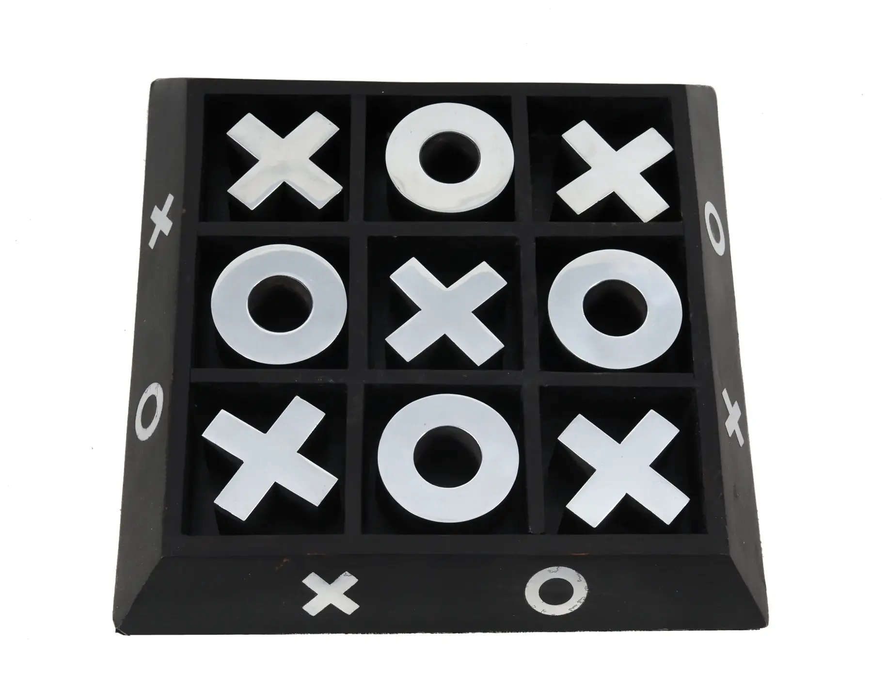 Nickel And Dark Wood Tic Tac Toe Game Sculpture - Image 2
