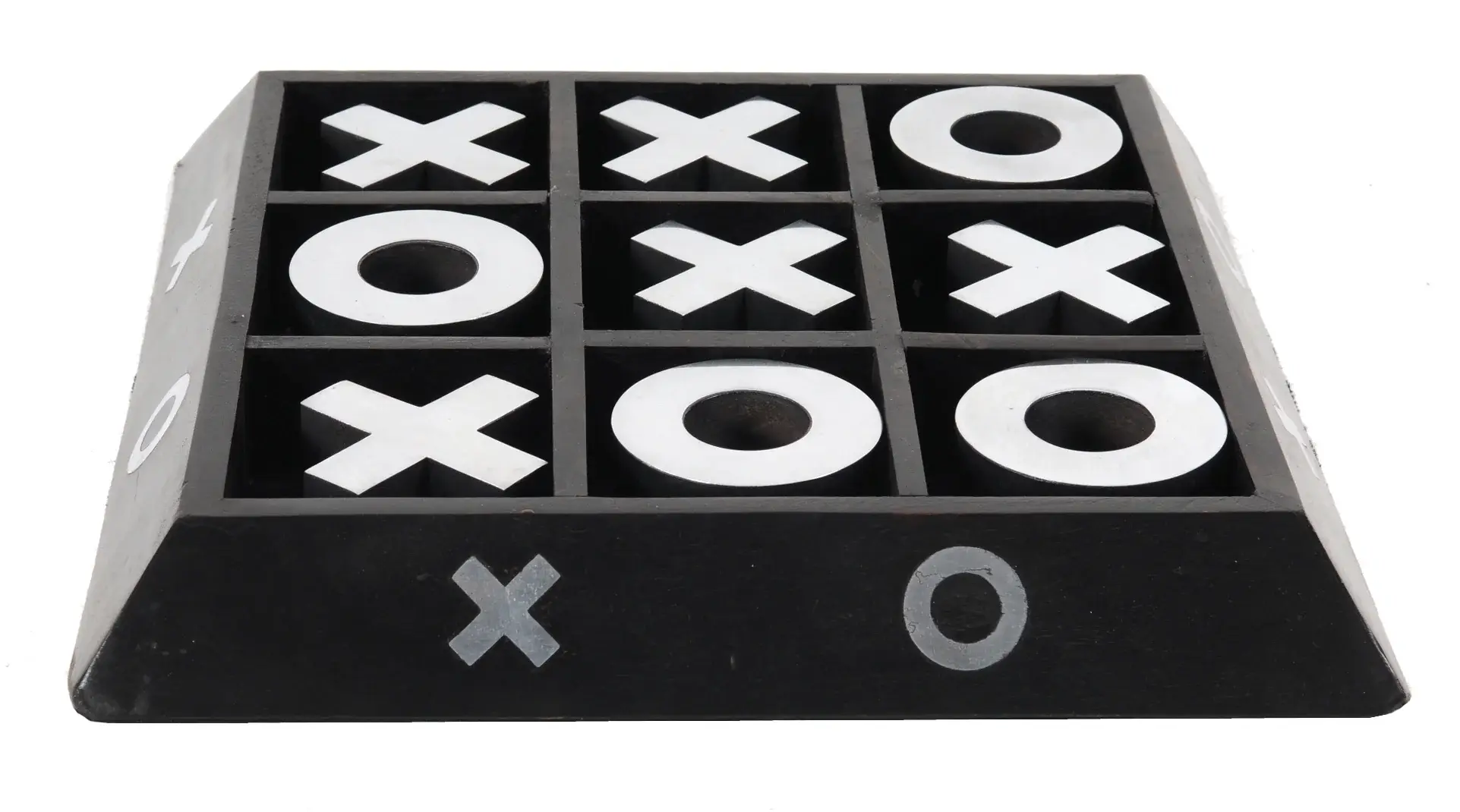 Nickel And Dark Wood Tic Tac Toe Game Sculpture - Image 3