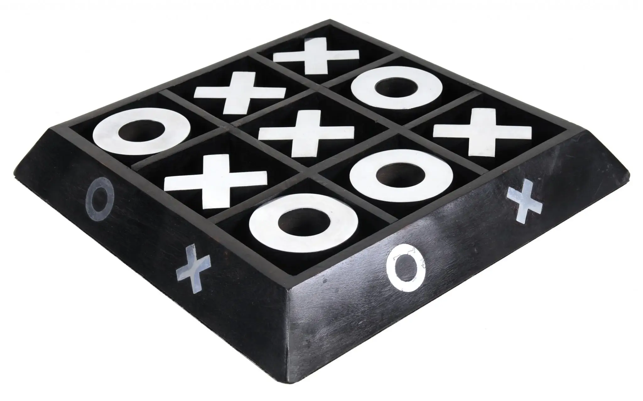 Nickel And Dark Wood Tic Tac Toe Game Sculpture - Image 5