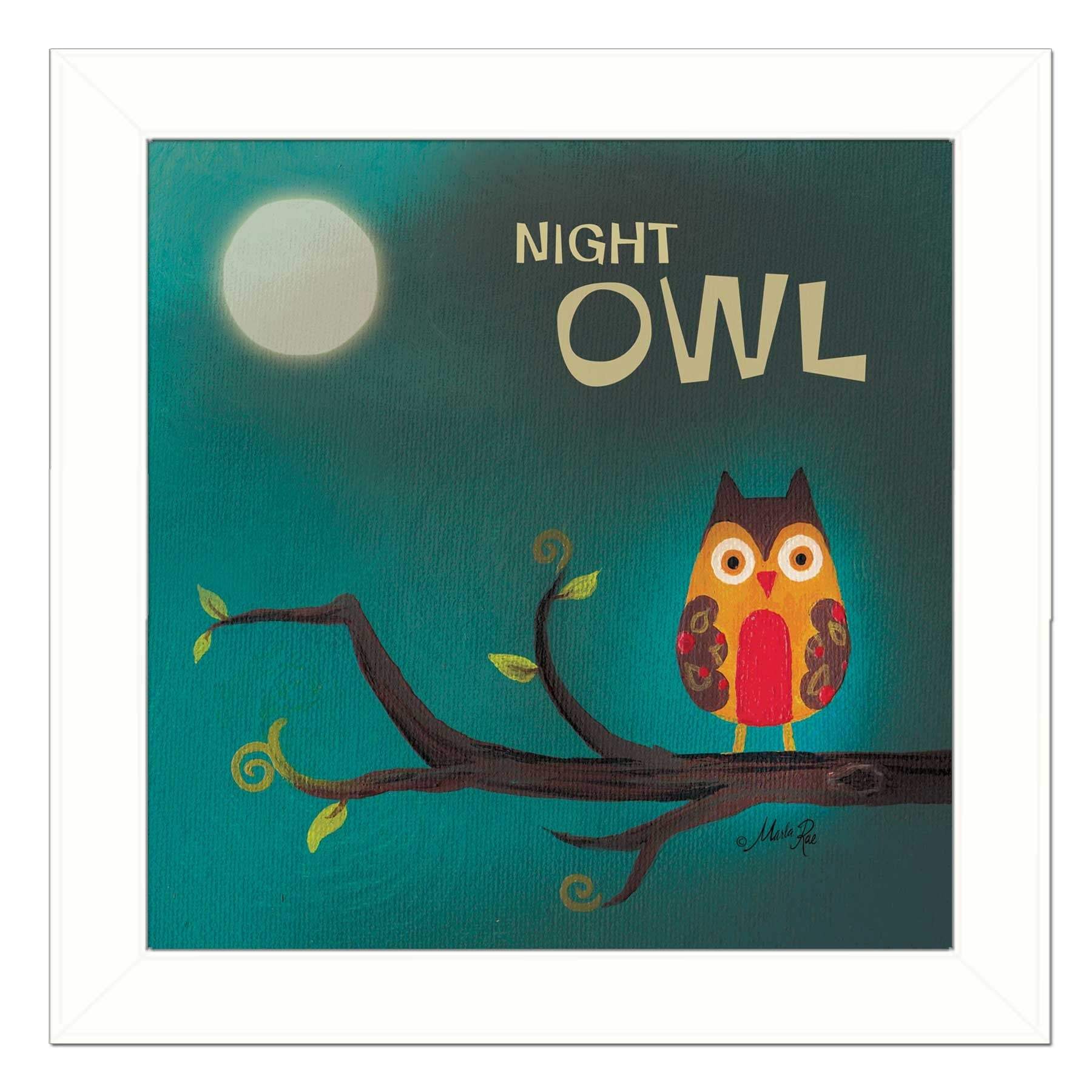Night Owl 1 White Framed Print Wall Art - Image 2