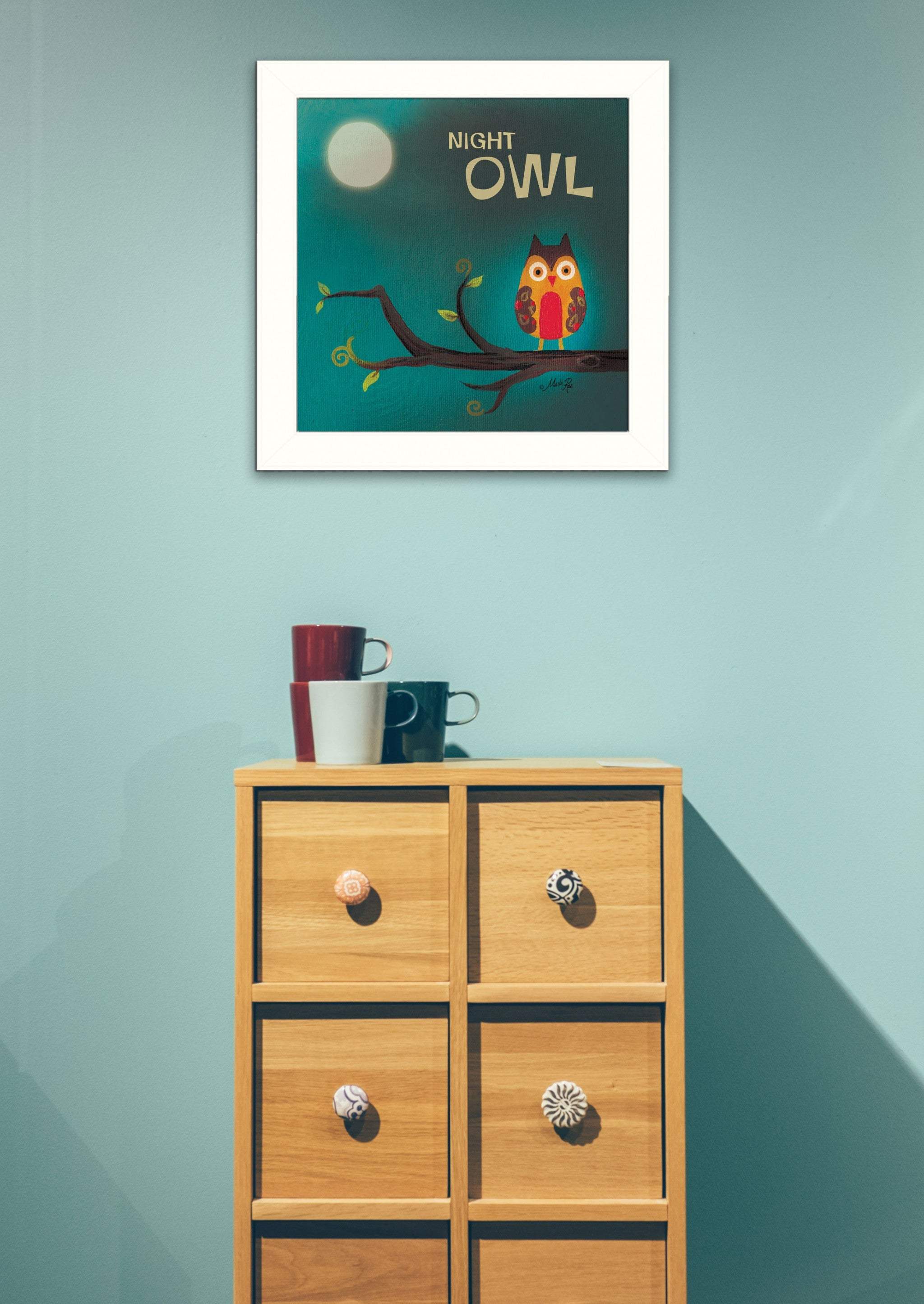 Night Owl 1 White Framed Print Wall Art - Image 5