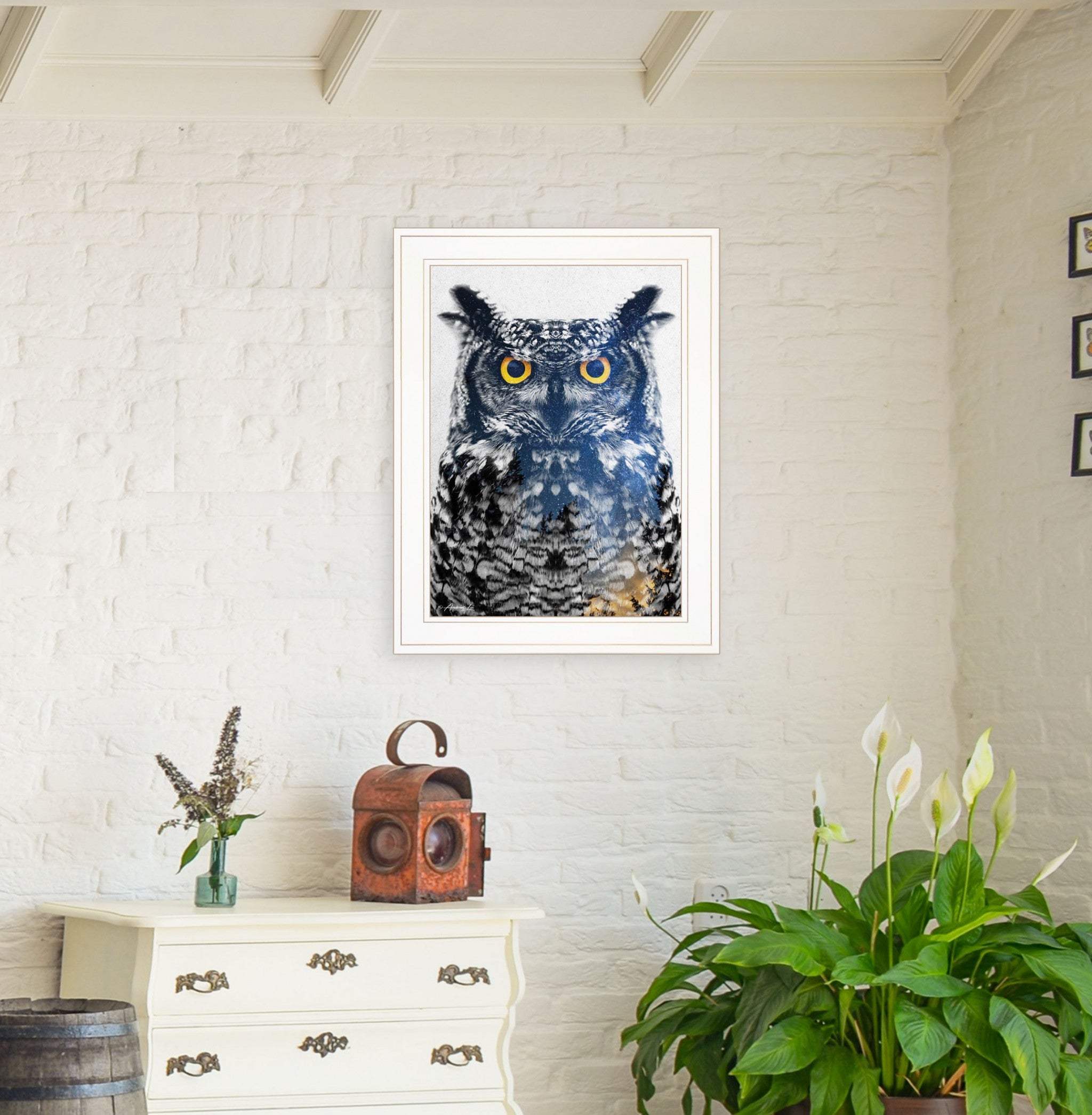 Night Owl 2 White Framed Print Wall Art - Image 4