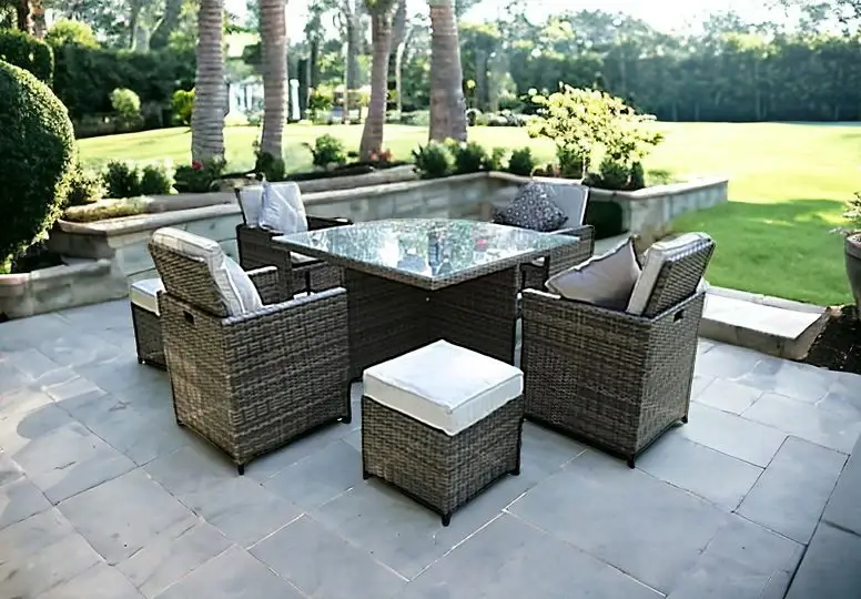 Nine Piece Clear and Gray Glass Dining Set - Image 7