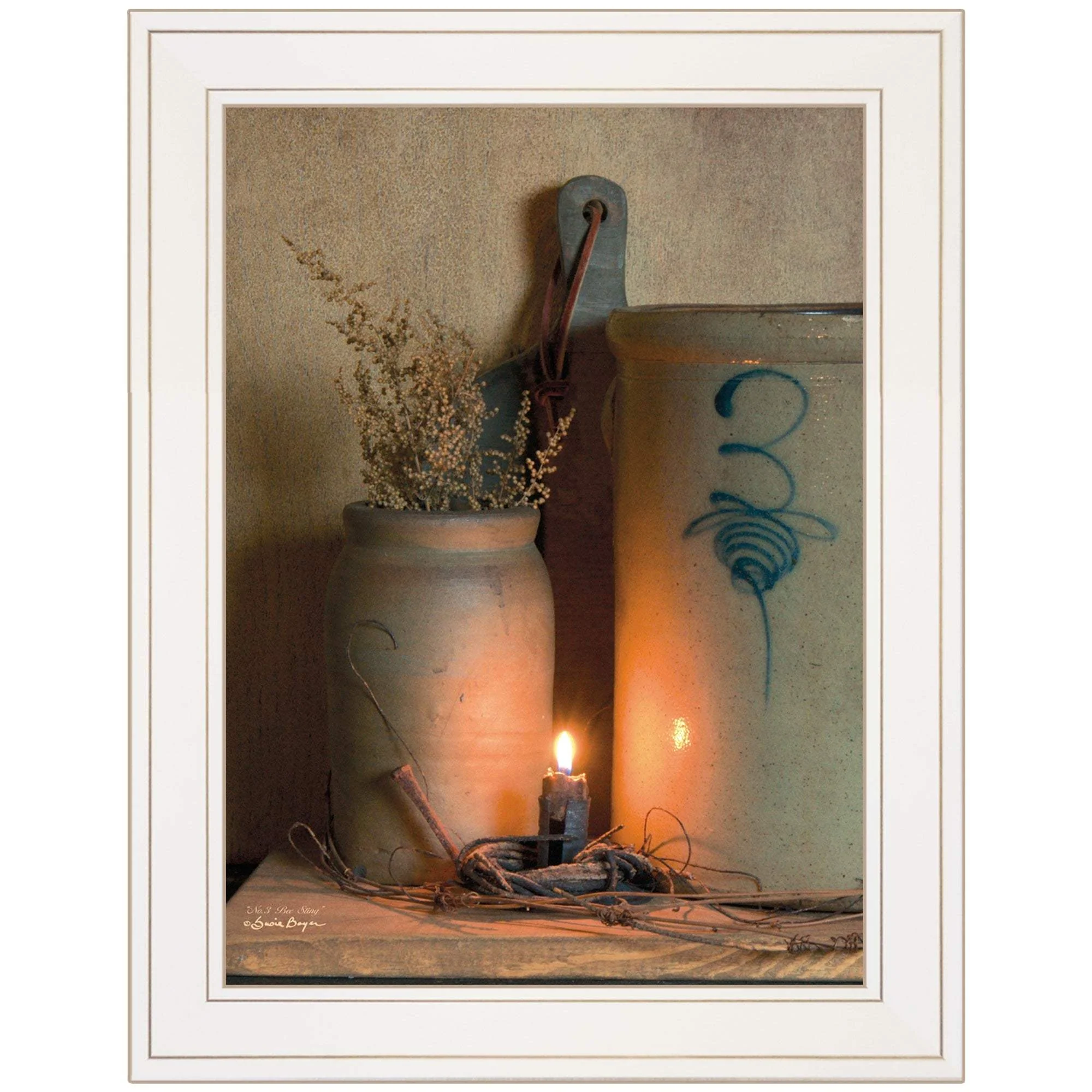 No 3 Bee Sting on a crock 1 White Framed Print Wall Art - Image 2