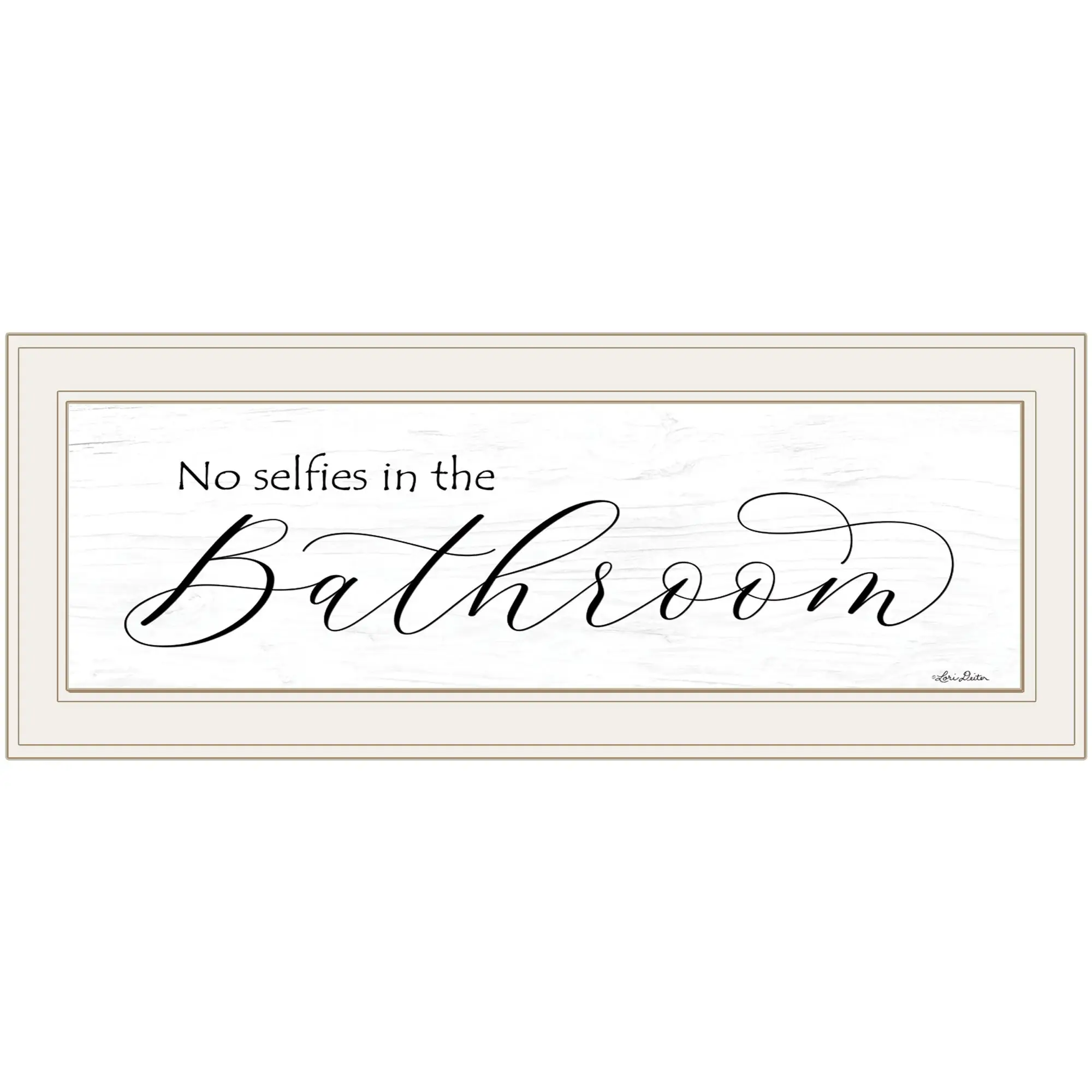 No Selfies in the Bathroom 1 White Framed Print Bathroom Wall Art - Image 2