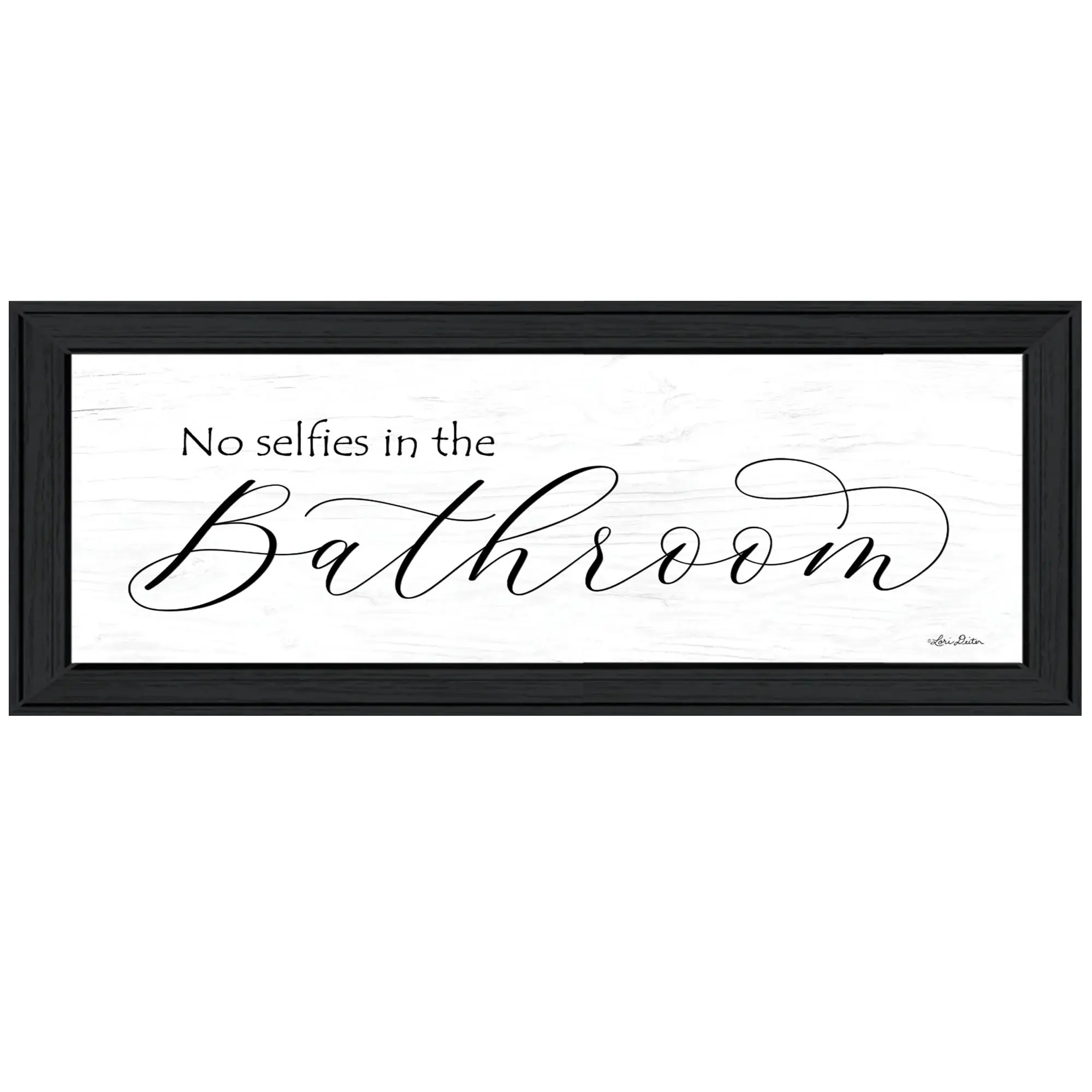 No Selfies in the Bathroom 2 Black Framed Print Bathroom Wall Art - Image 2