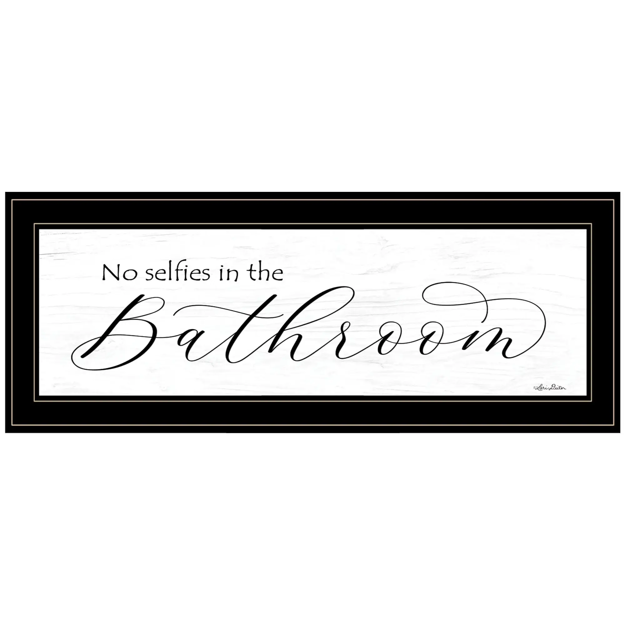 No Selfies in the Bathroom 3 Black Framed Print Bathroom Wall Art - Image 2