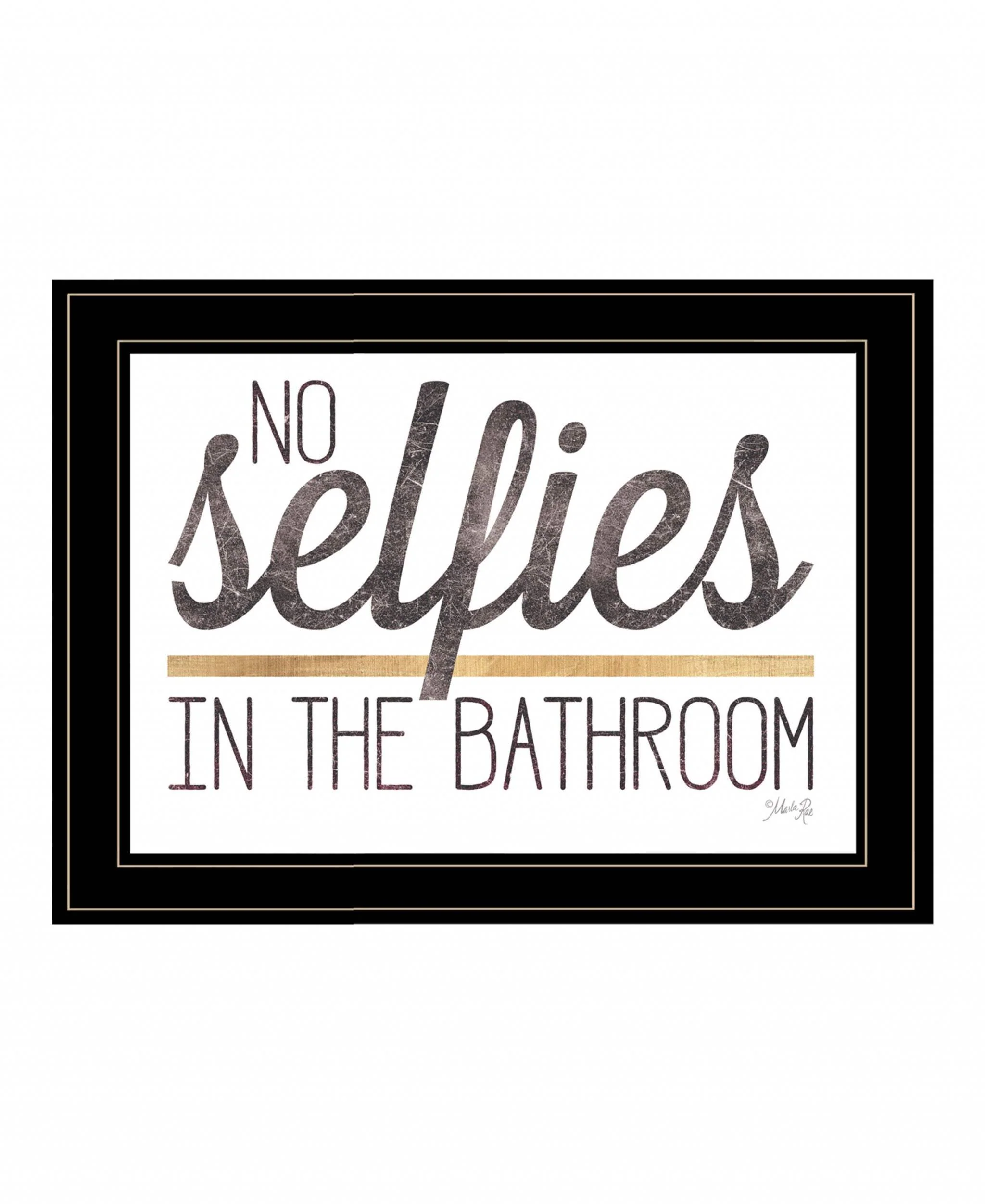 No Selfies in the Bathroom 6 Black Framed Print Bathroom Wall Art - Image 2