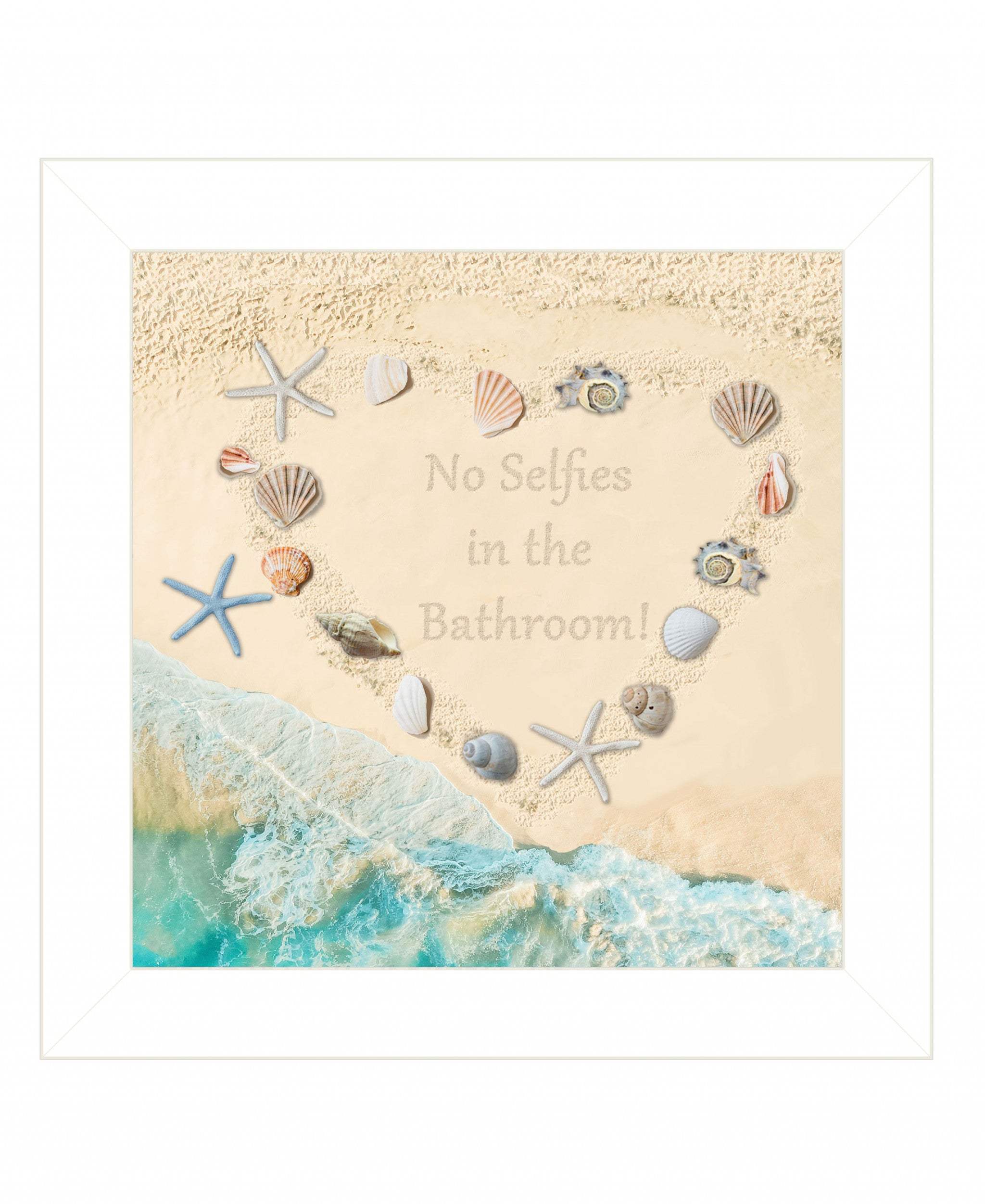 No Selfies in the Bathroom Sea 1 White Framed Print Bathroom Wall Art - Image 2