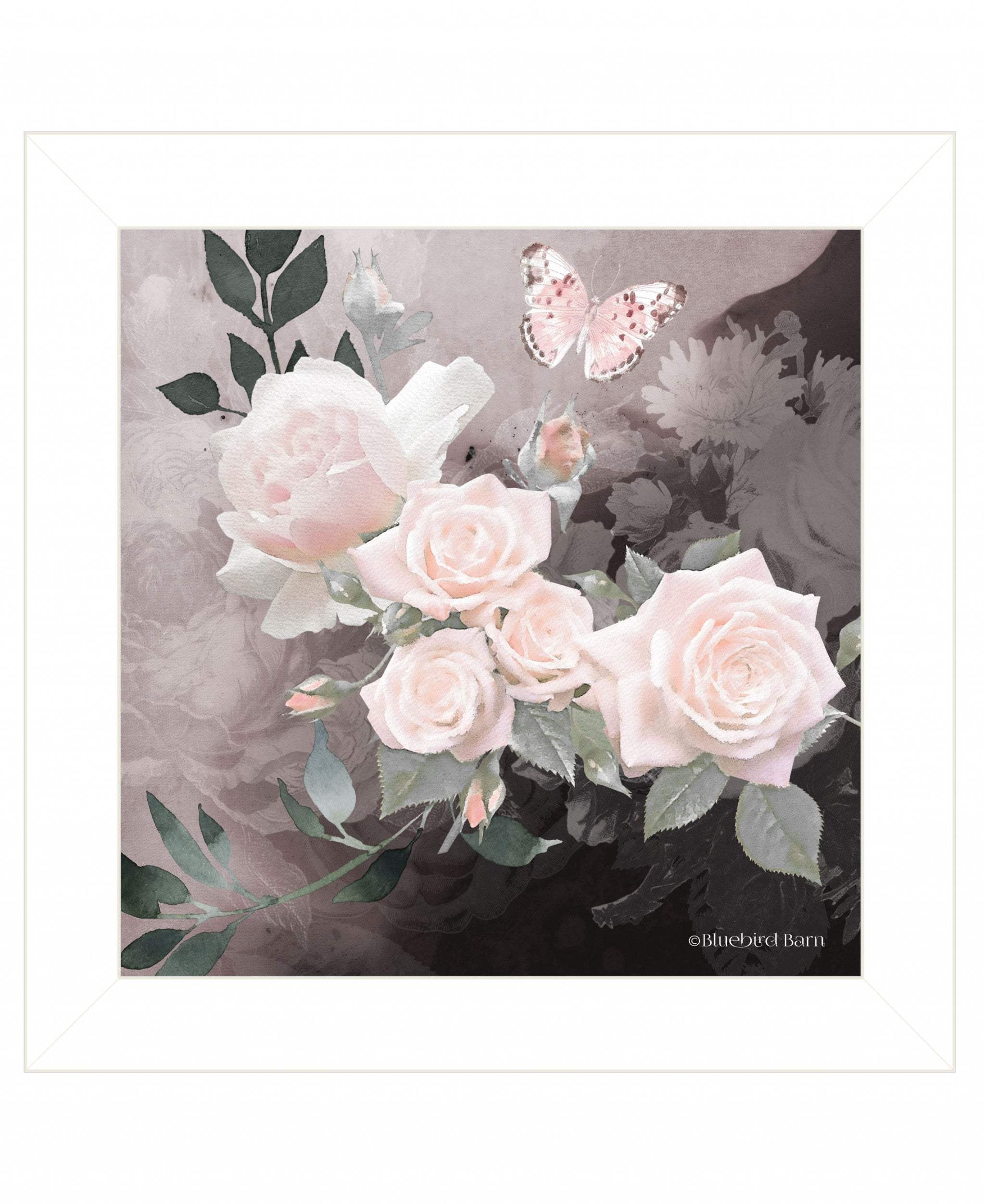 Noir Roses 1 White Framed Print Wall Art - Image 2