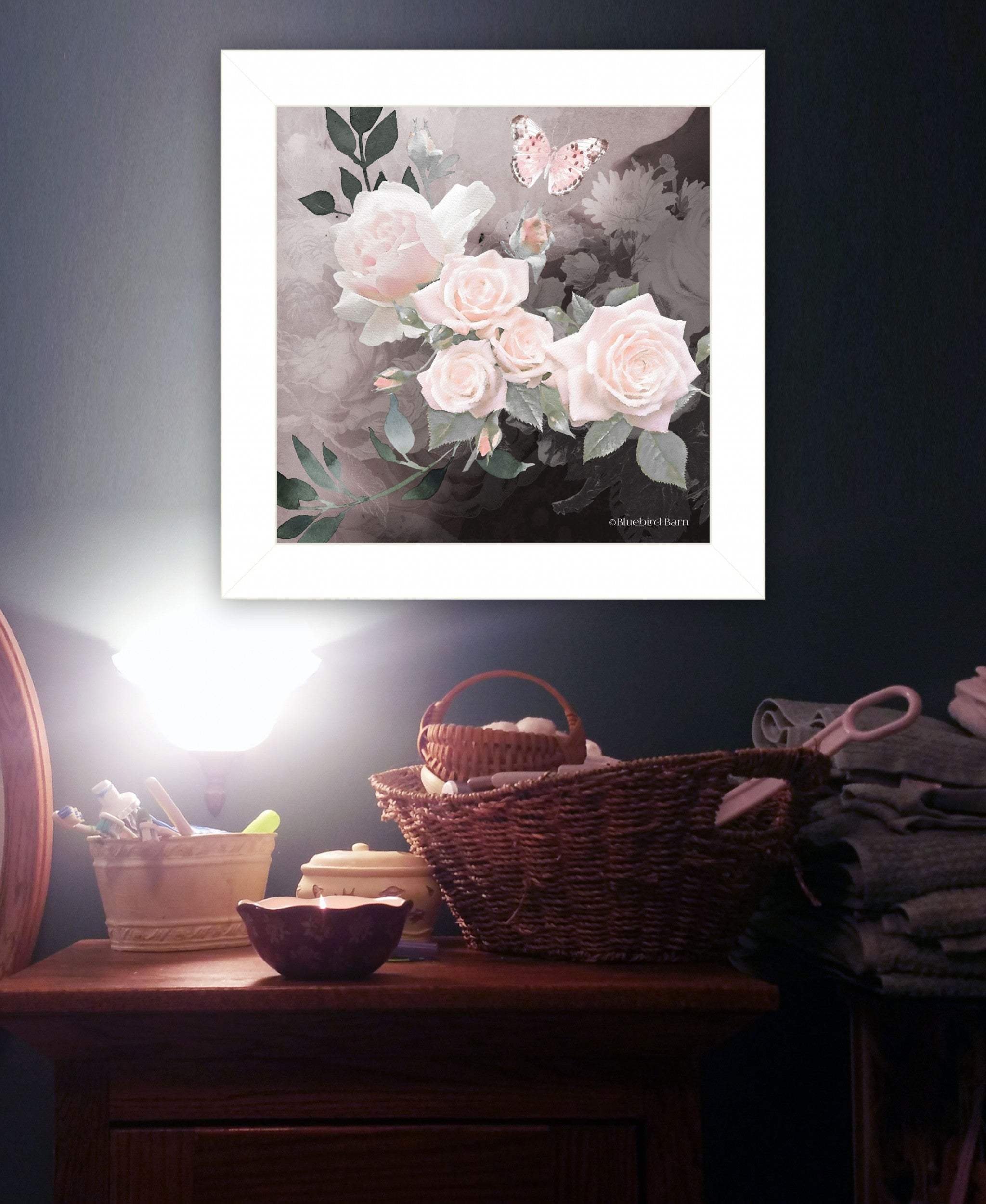Noir Roses 1 White Framed Print Wall Art - Image 4