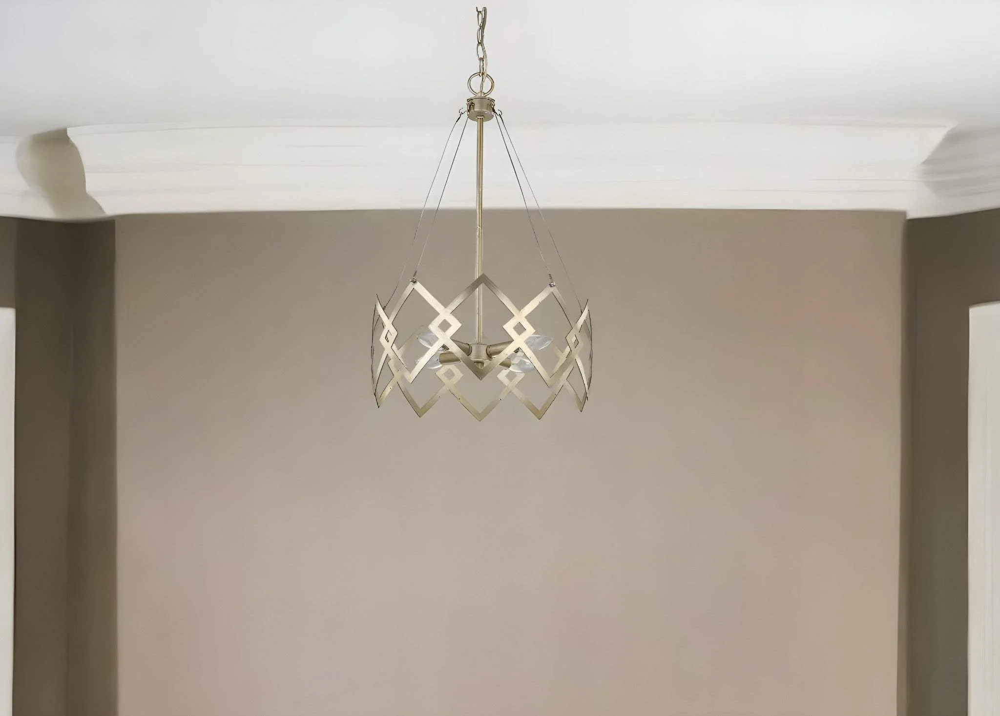 Nora 4-Light Washed Gold Drum Pendant With Abstract Open-Air Cage Shade - Image 2