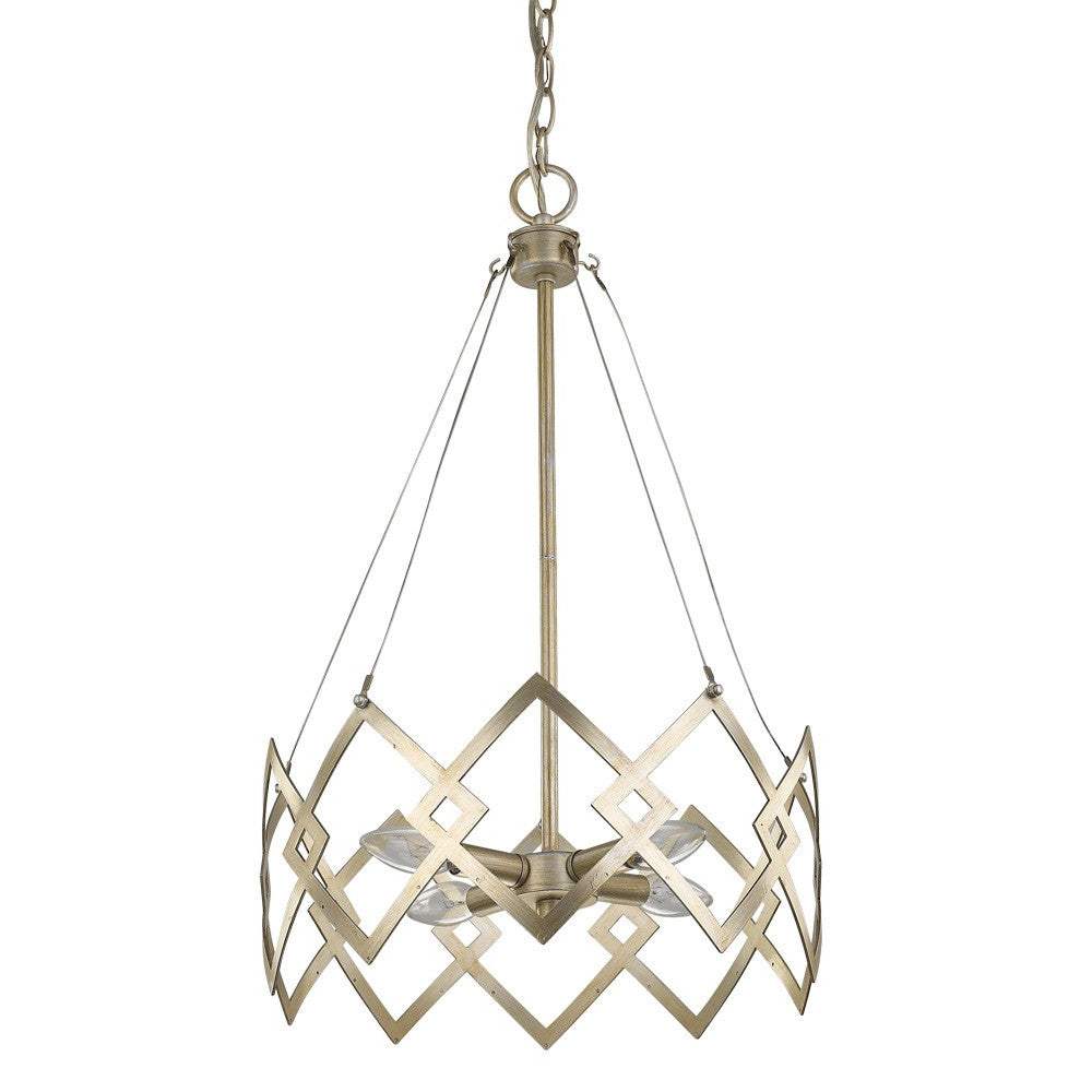 Nora 4-Light Washed Gold Drum Pendant With Abstract Open-Air Cage Shade - Image 3