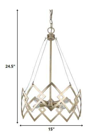 Nora 4-Light Washed Gold Drum Pendant With Abstract Open-Air Cage Shade - Image 6