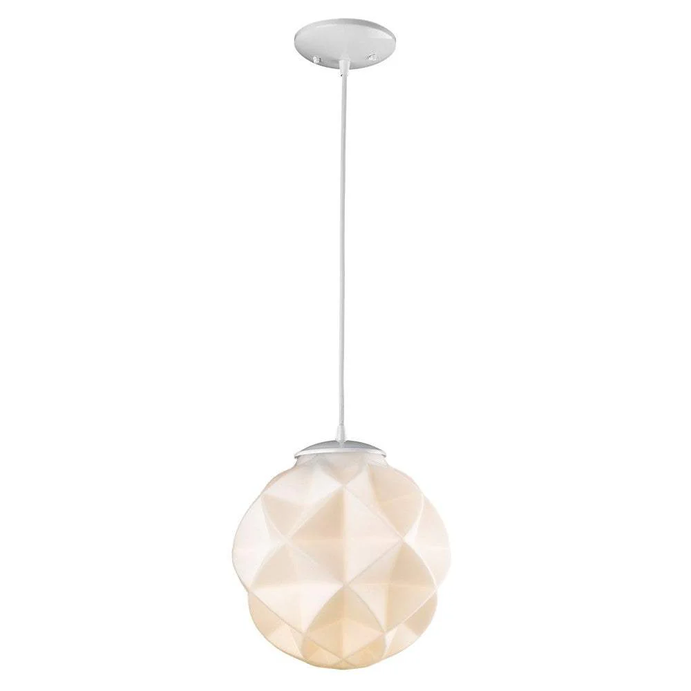 Nova 1-Light White Mini Pendant With Geometric Globe Shade - Image 3